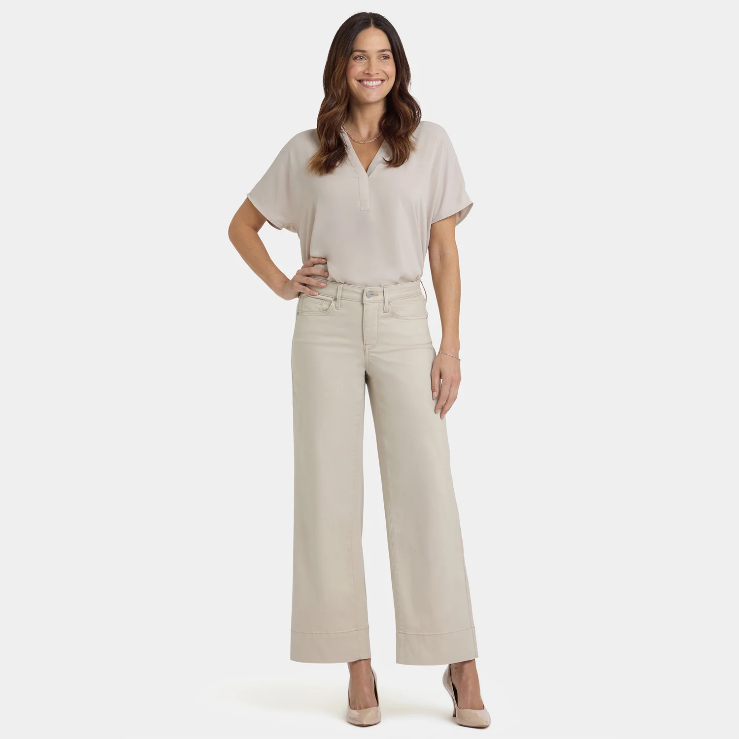 Teresa Wide Leg Ankle Jeans In Petite - Feather - Image 6
