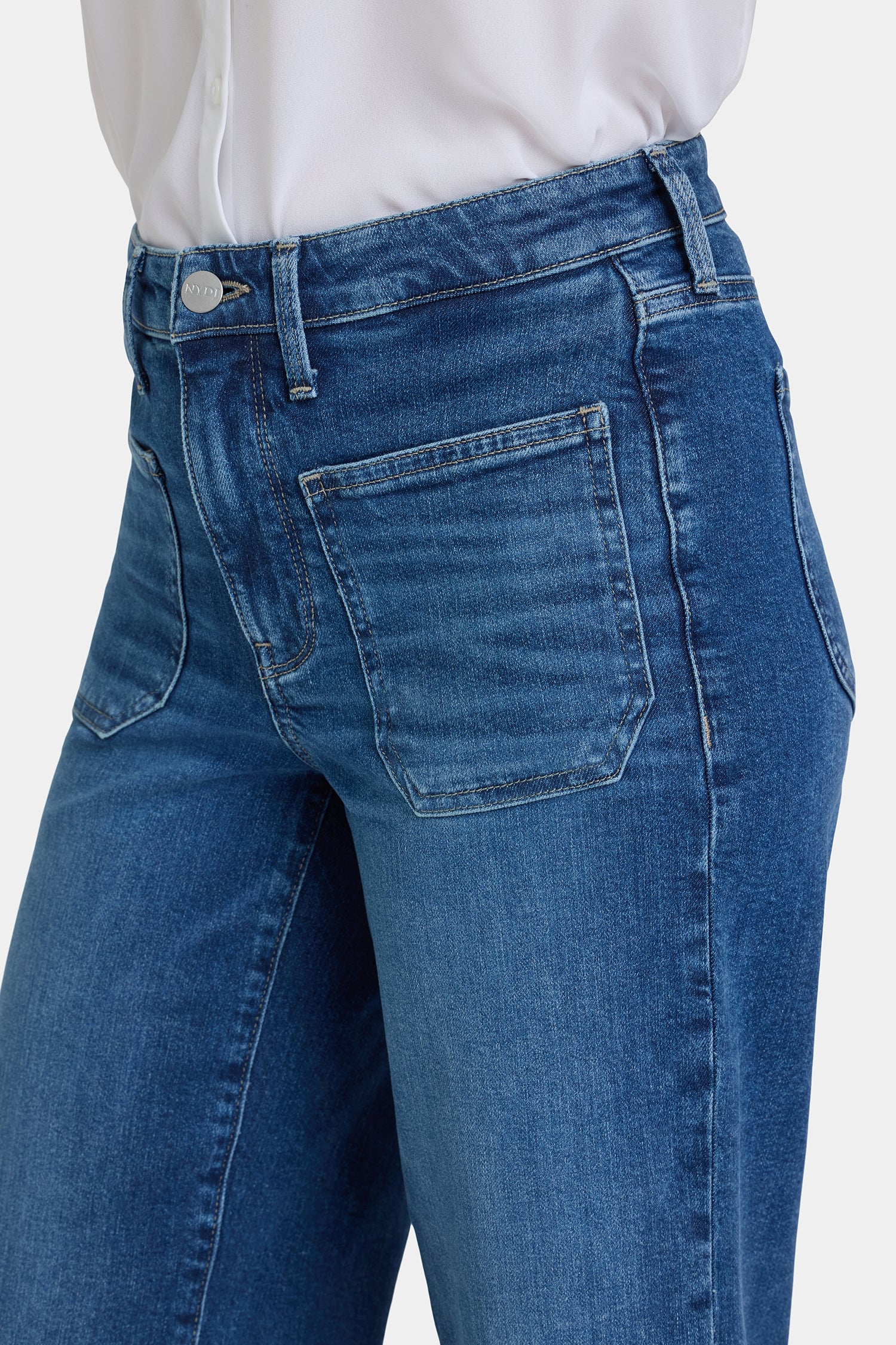 Teresa Wide Leg Ankle Jeans In Petite - Opera Blue - Image 5