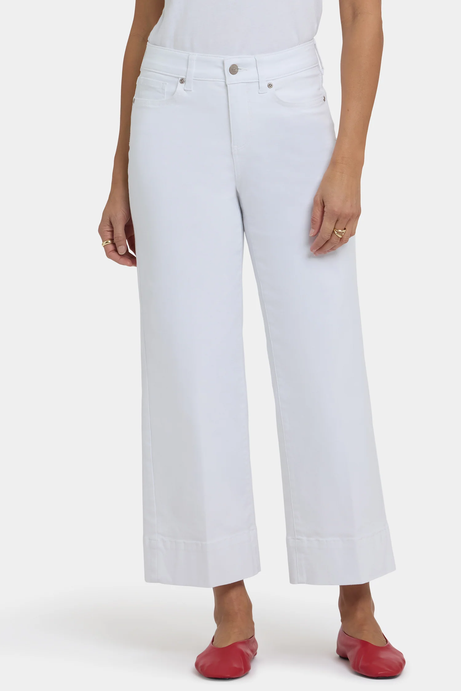 Teresa Wide Leg Ankle Jeans In Petite - Optic White - Image 4