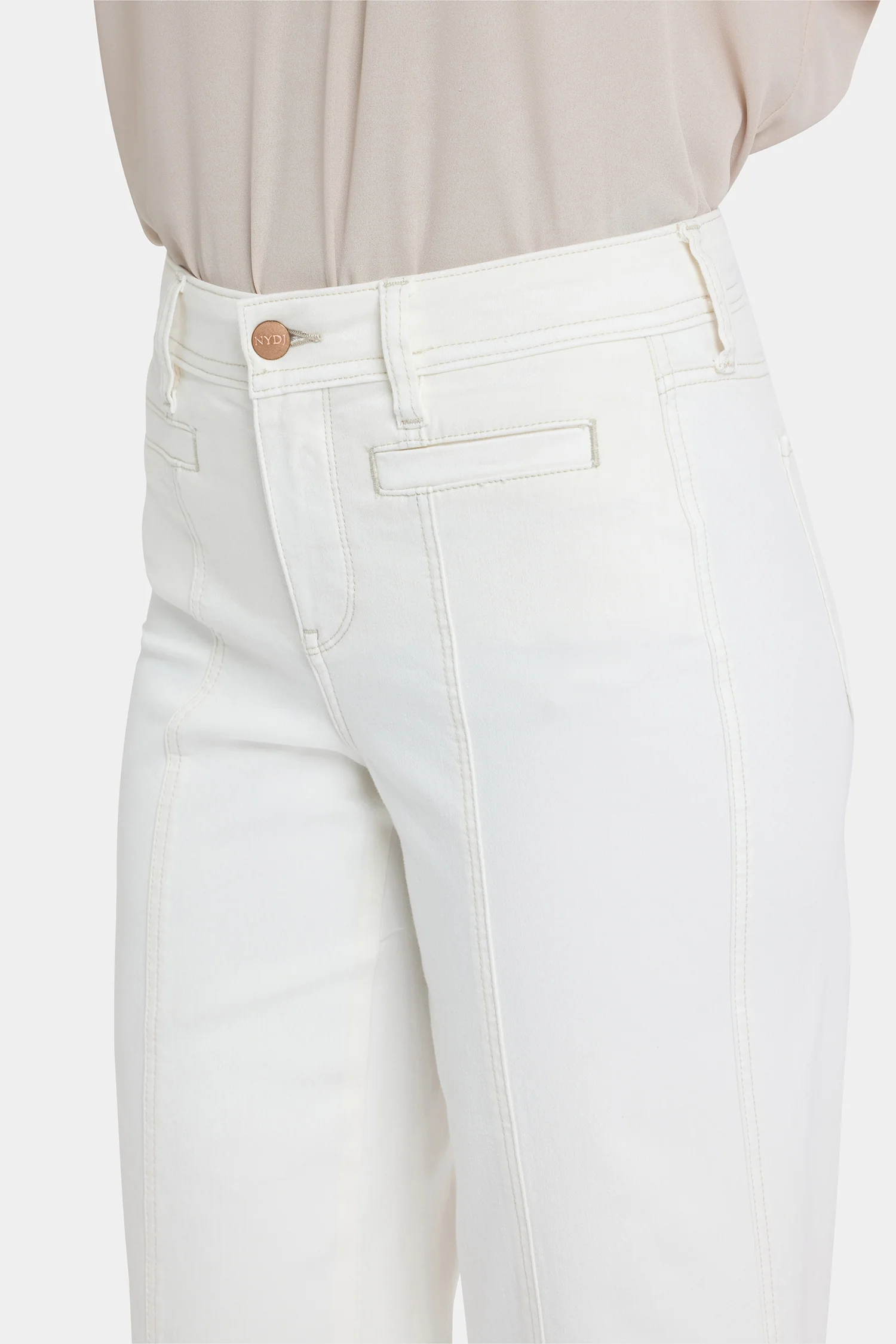 Teresa Wide Leg Ankle Jeans In Petite - Vintage White - Image 2