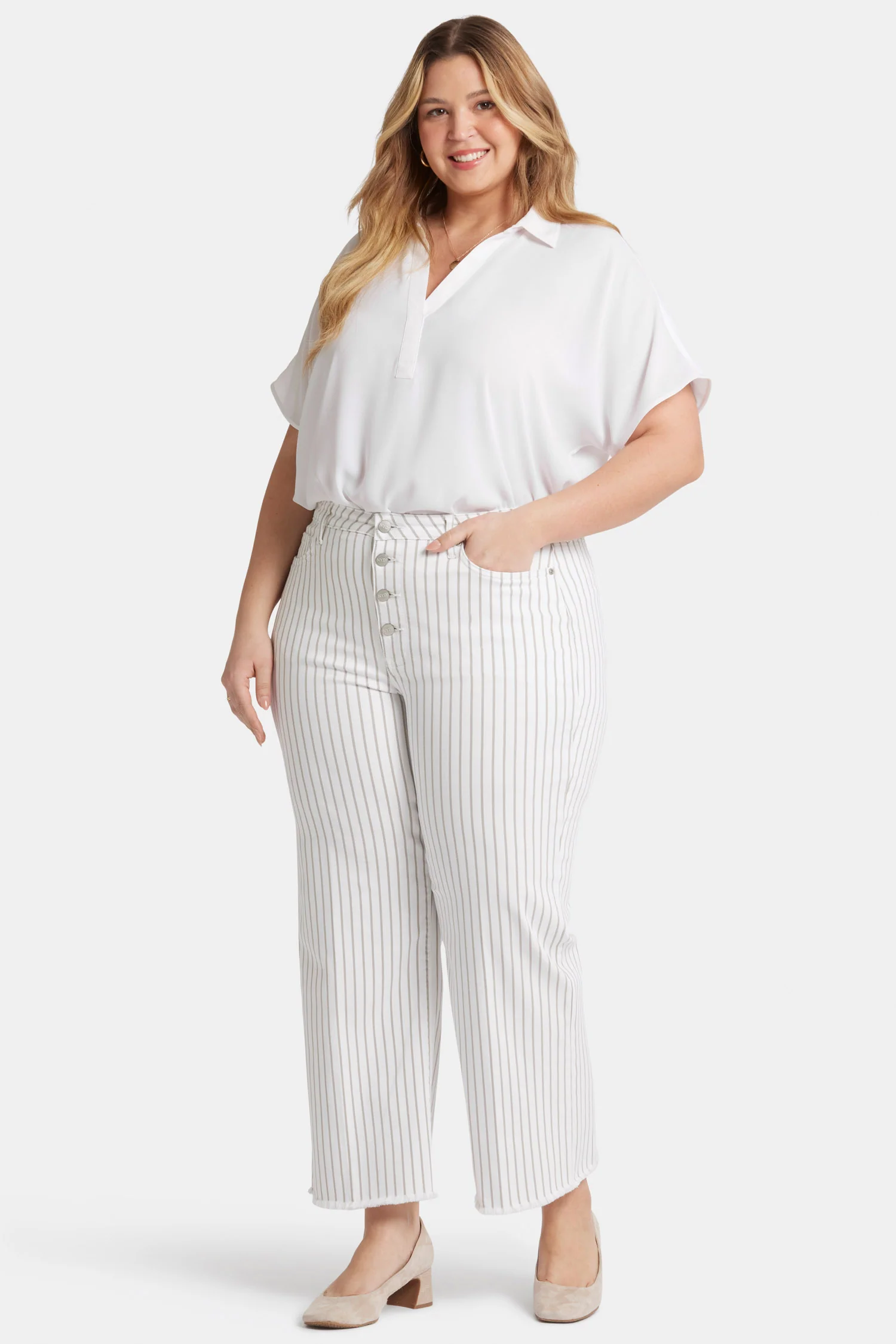 Teresa Wide Leg Ankle Jeans In Plus Size - Beach Cruise Stripe - Image 4