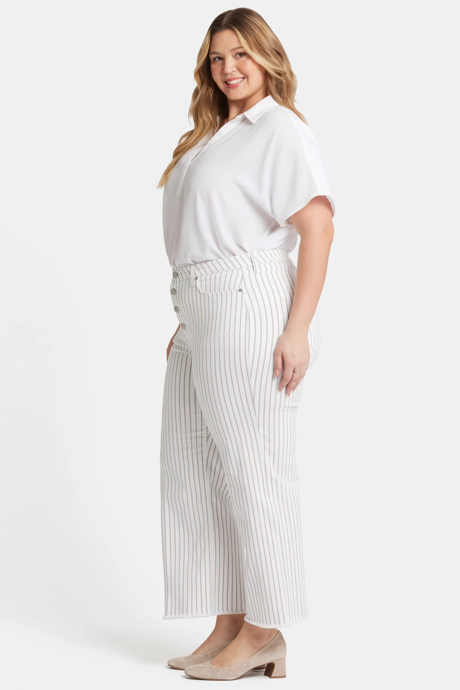 Teresa Wide Leg Ankle Jeans In Plus Size - Beach Cruise Stripe - Image 5