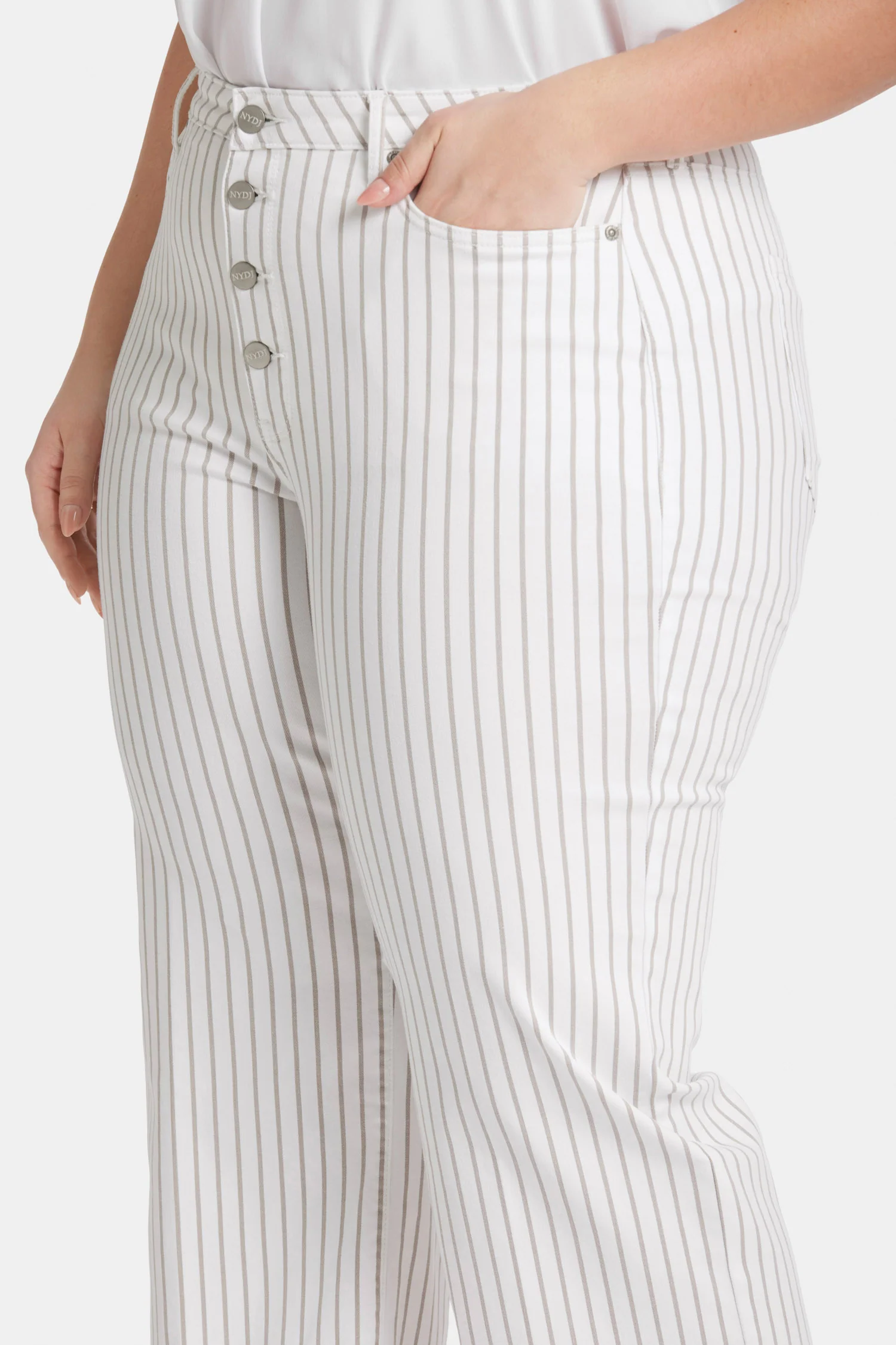 Teresa Wide Leg Ankle Jeans In Plus Size - Beach Cruise Stripe - Image 6