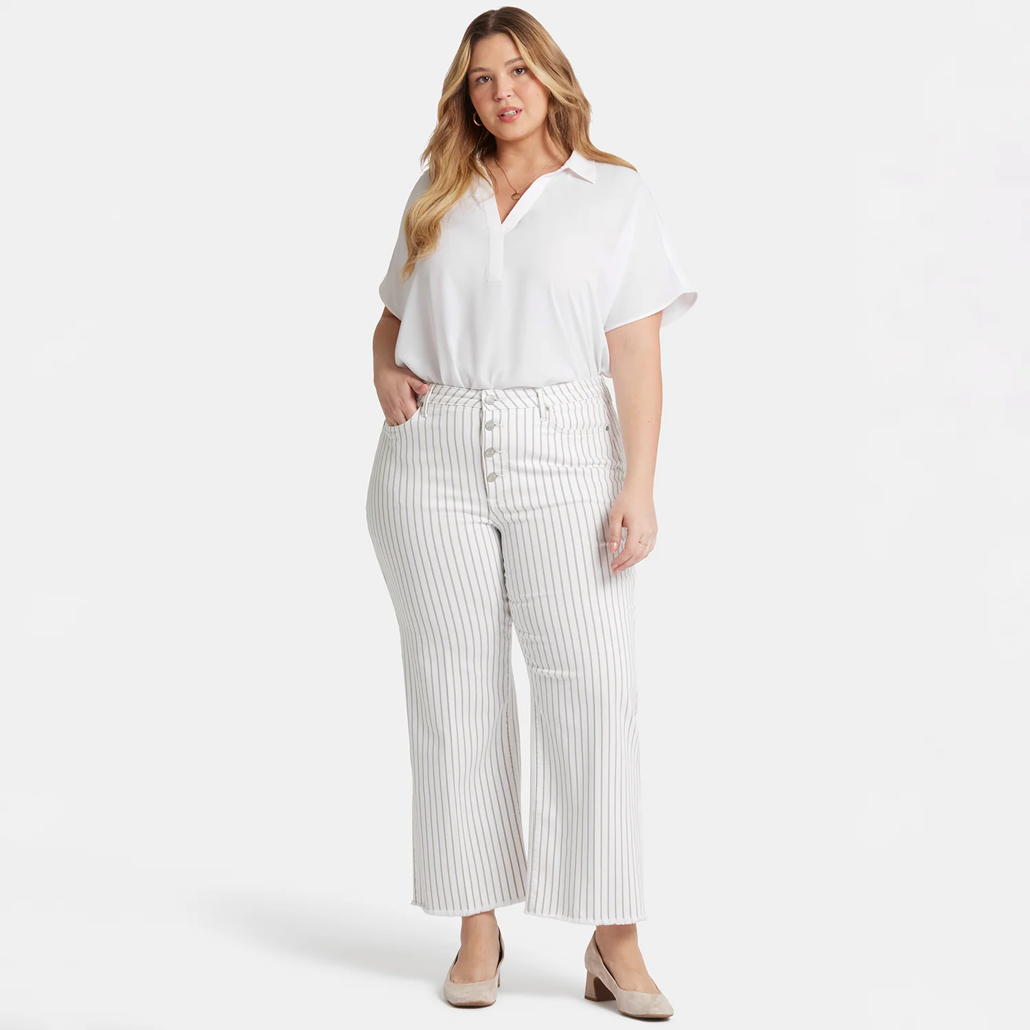 Teresa Wide Leg Ankle Jeans In Plus Size - Beach Cruise Stripe - Image 7
