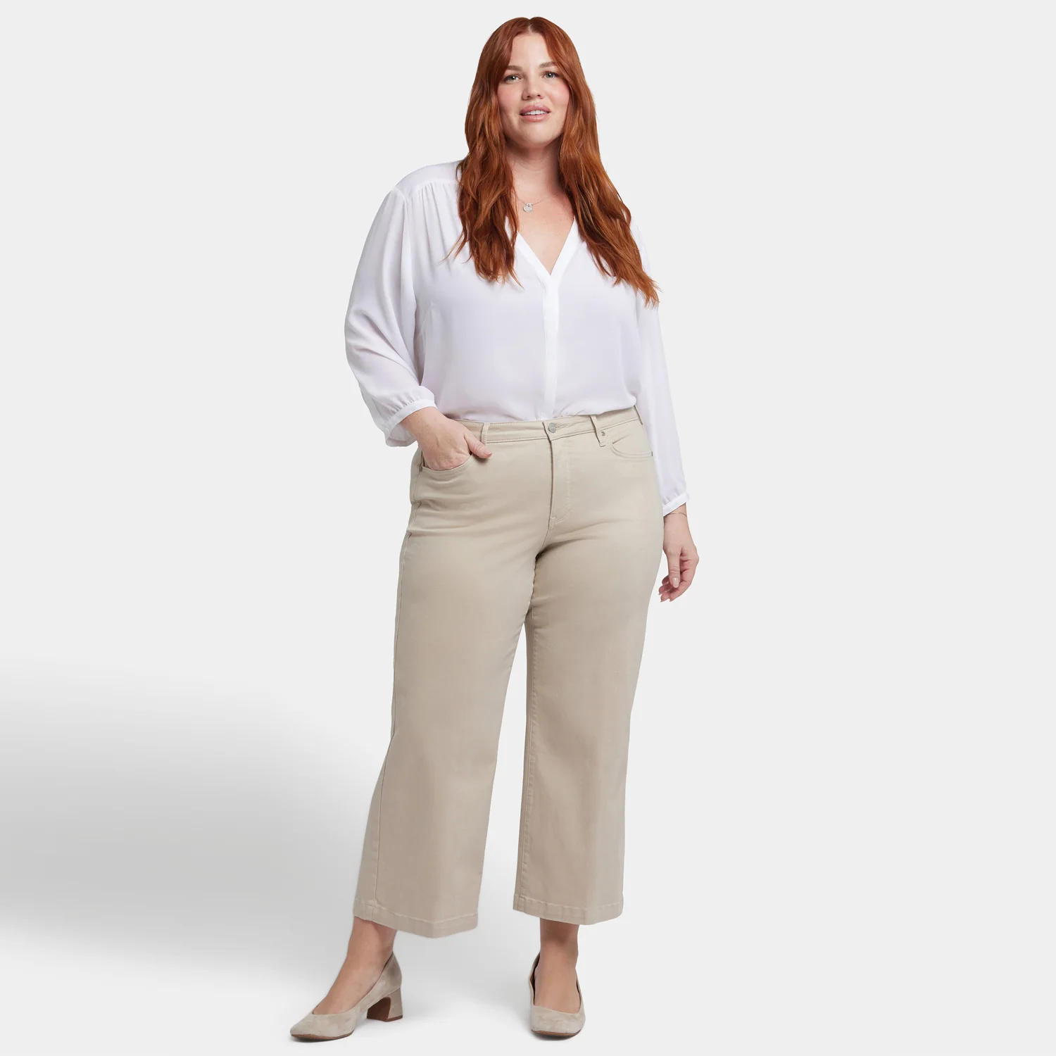 Teresa Wide Leg Ankle Jeans In Plus Size - Feather - Image 6