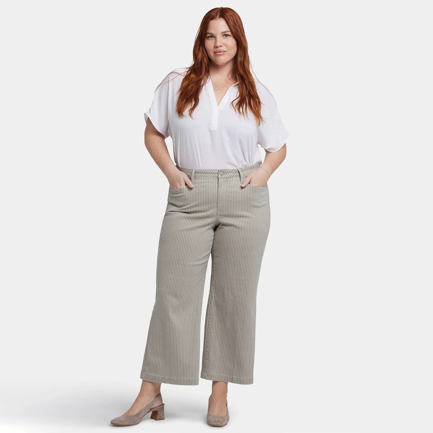 Teresa Wide Leg Ankle Jeans In Plus Size - Hidden Lodge Stripe - Image 6