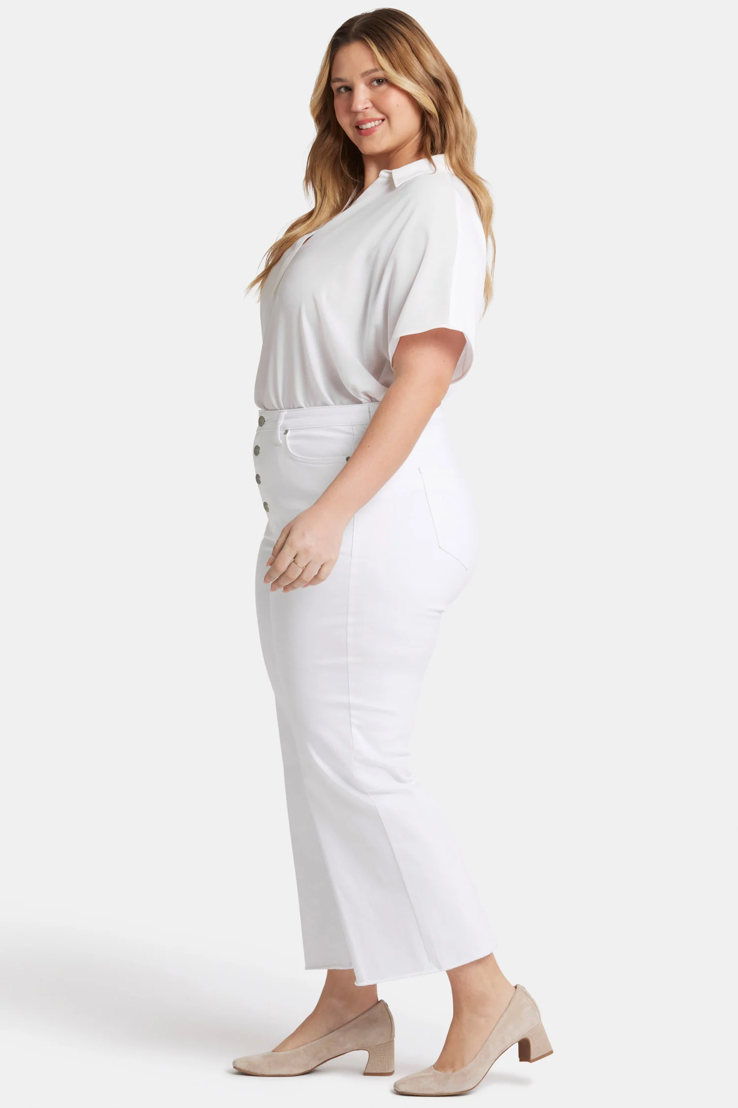 Teresa Wide Leg Ankle Jeans In Plus Size - Optic White - Image 5