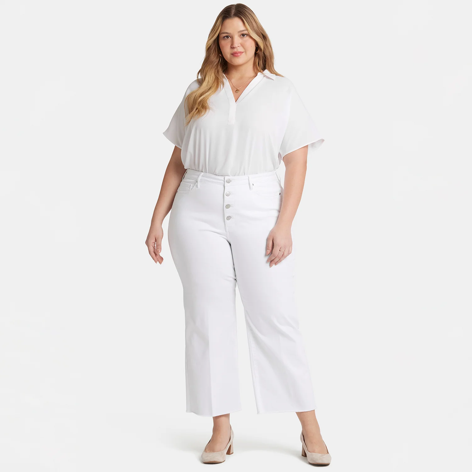 Teresa Wide Leg Ankle Jeans In Plus Size - Optic White - Image 7