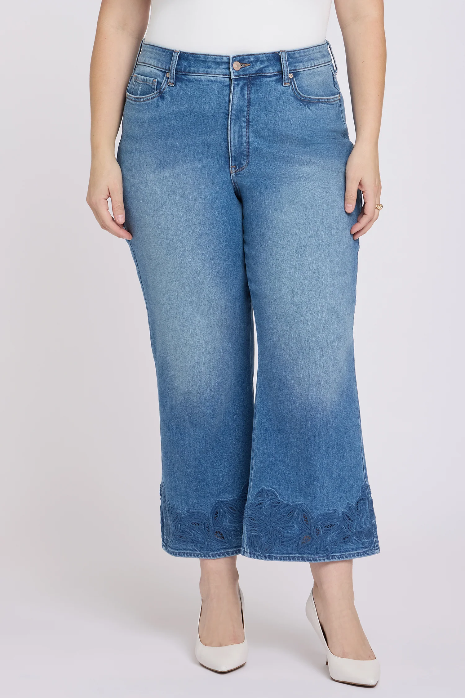 Teresa Wide Leg Ankle Jeans In Plus Size - Port Sea - Image 5