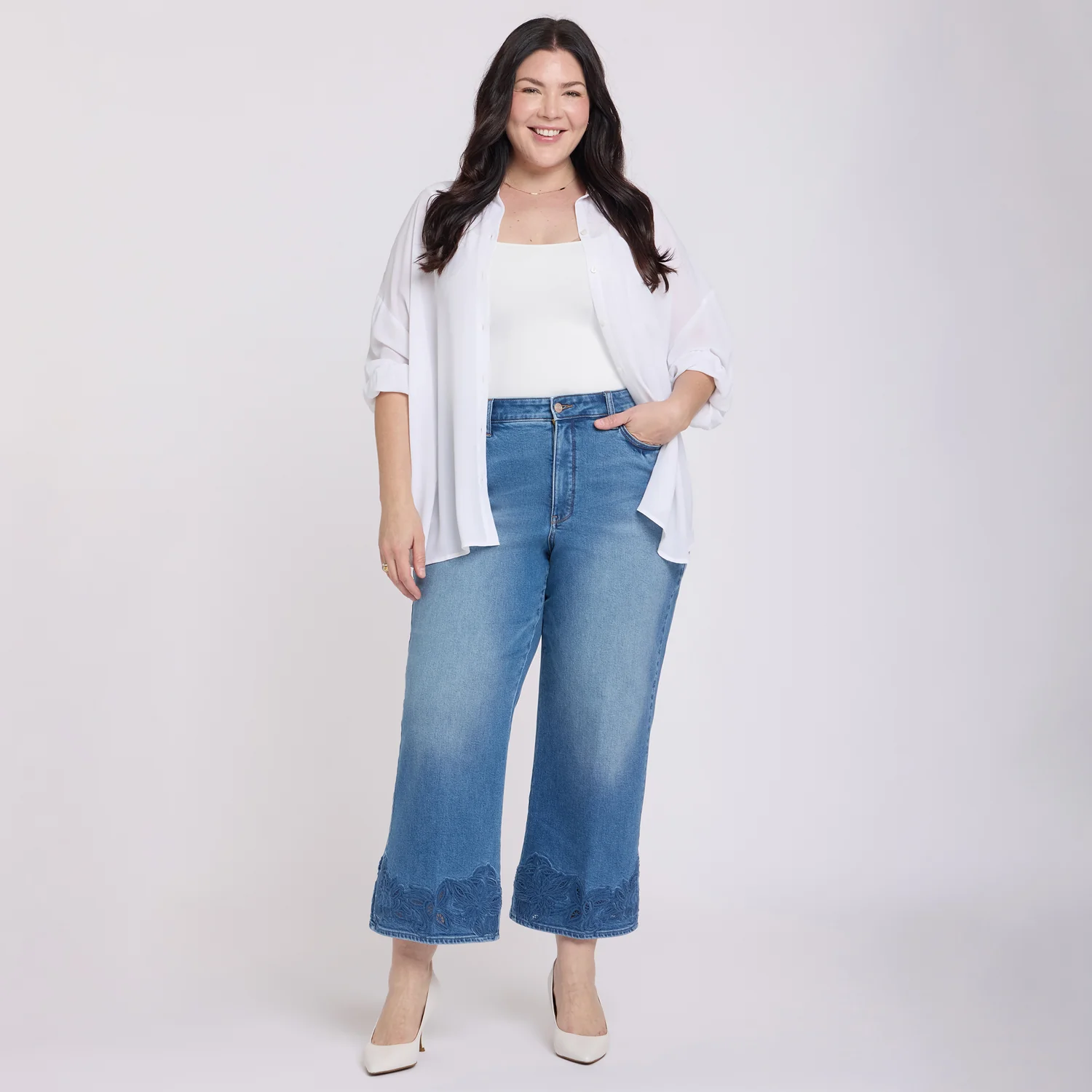 Teresa Wide Leg Ankle Jeans In Plus Size - Port Sea - Image 6