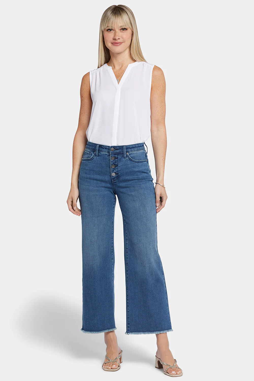 Teresa Wide Leg Ankle Jeans - Mission Blue - Image 4
