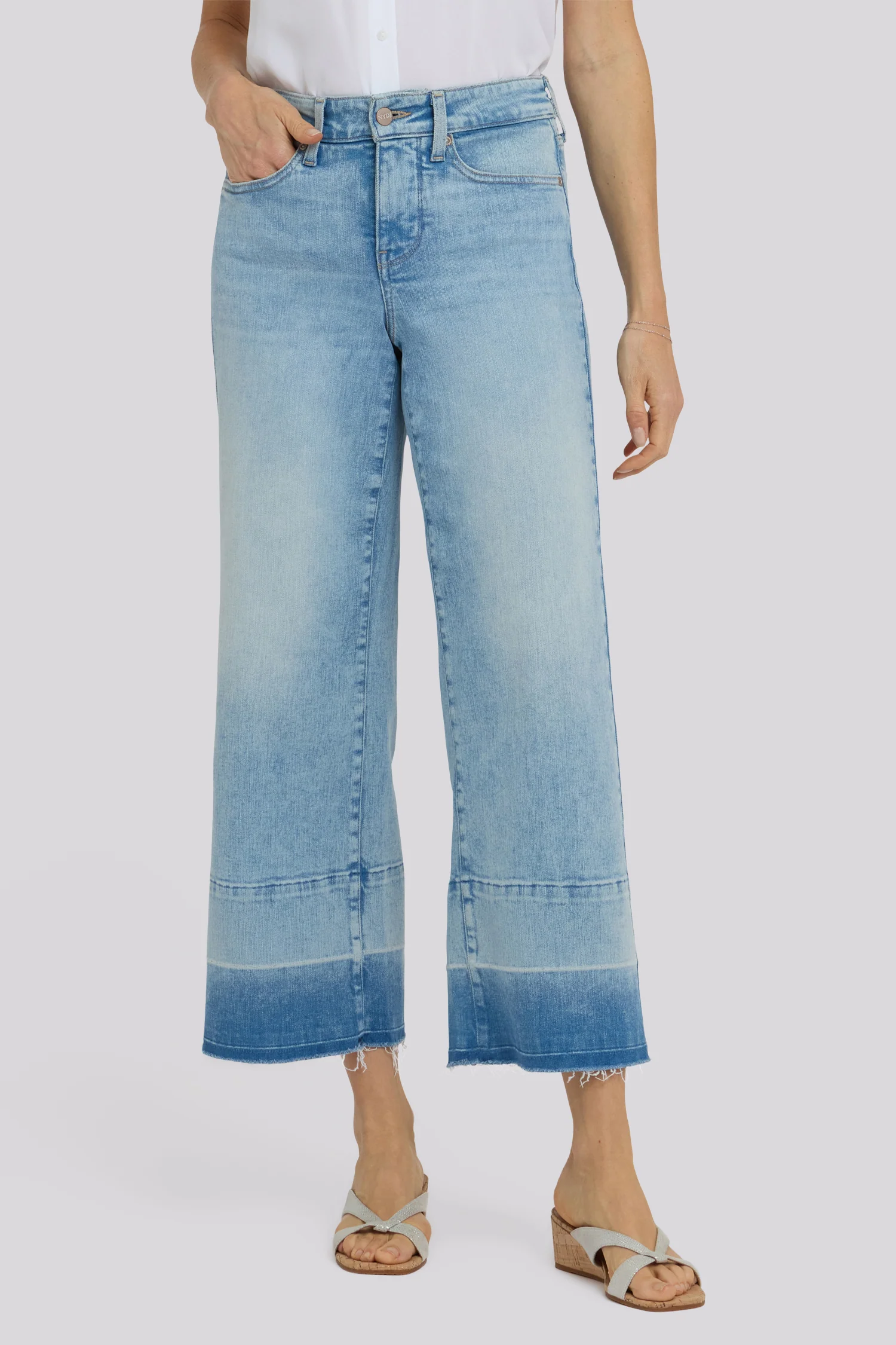 Teresa Wide Leg Ankle Jeans - Oasis Sand - Image 4