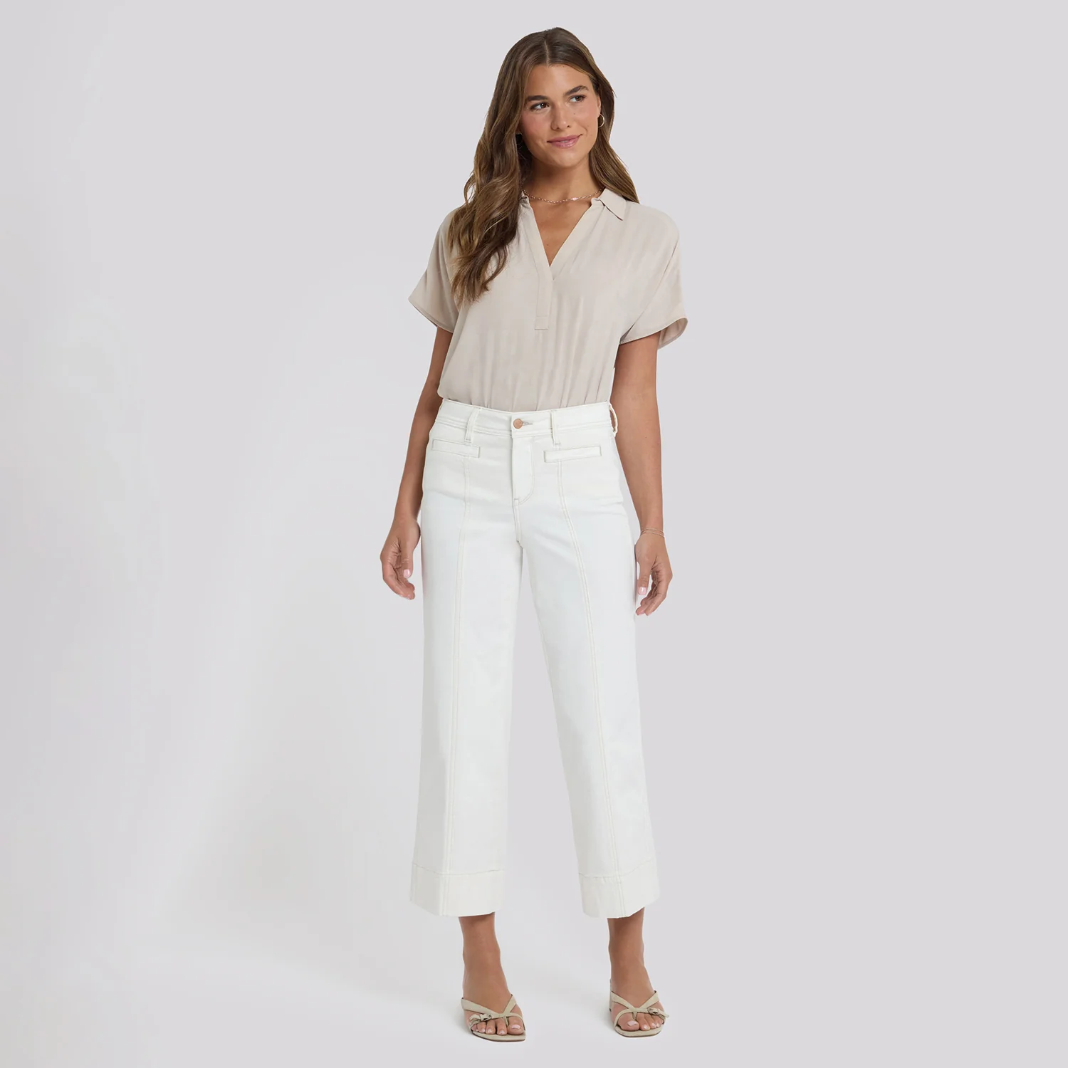 Teresa Wide Leg Ankle Jeans - Vintage White - Image 7
