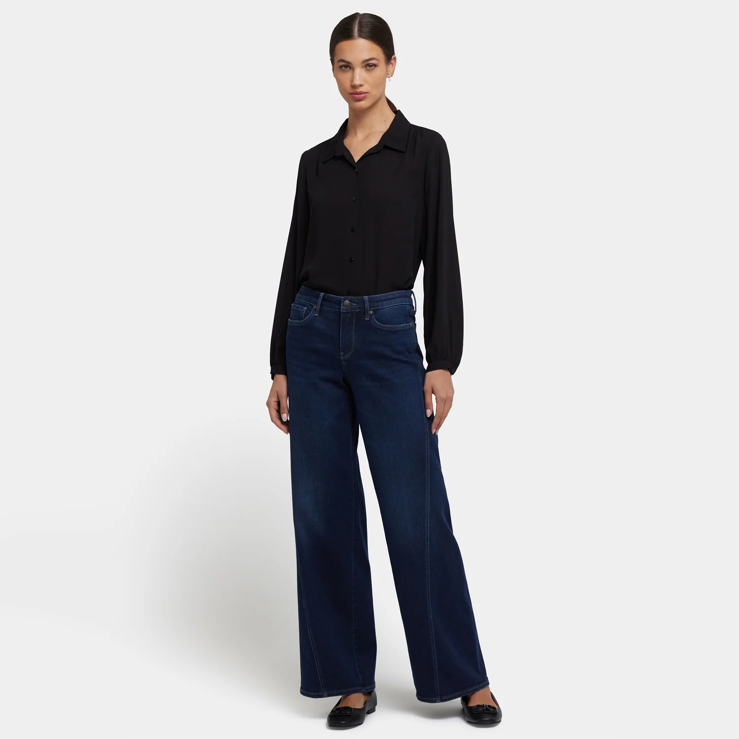 Teresa Wide Leg Jeans In Petite - Ink Skyline - Image 6