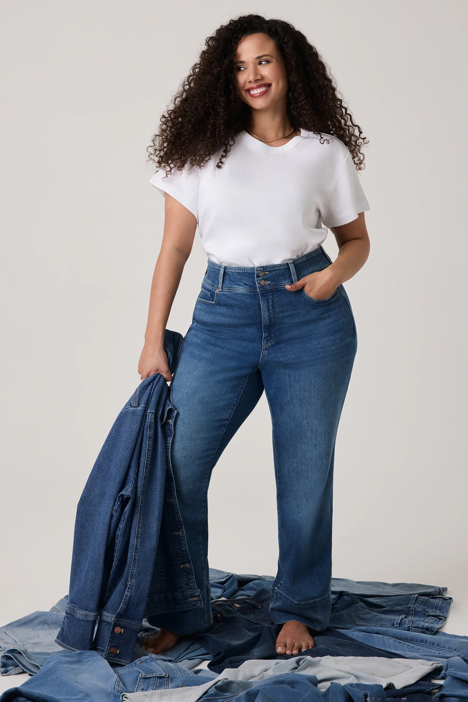 Teresa Wide Leg Jeans In Plus Size - Breezy Palms - Image 2