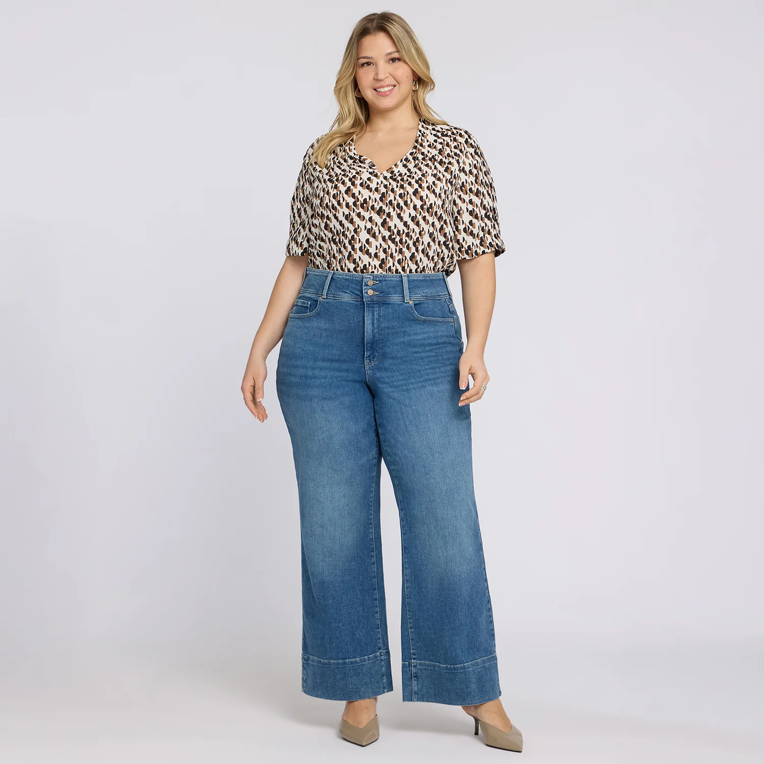 Teresa Wide Leg Jeans In Plus Size - Breezy Palms - Image 7