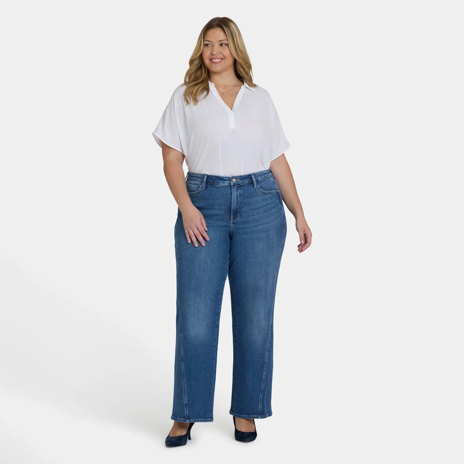 Teresa Wide Leg Jeans In Plus Size - Romantic Indigo - Image 6