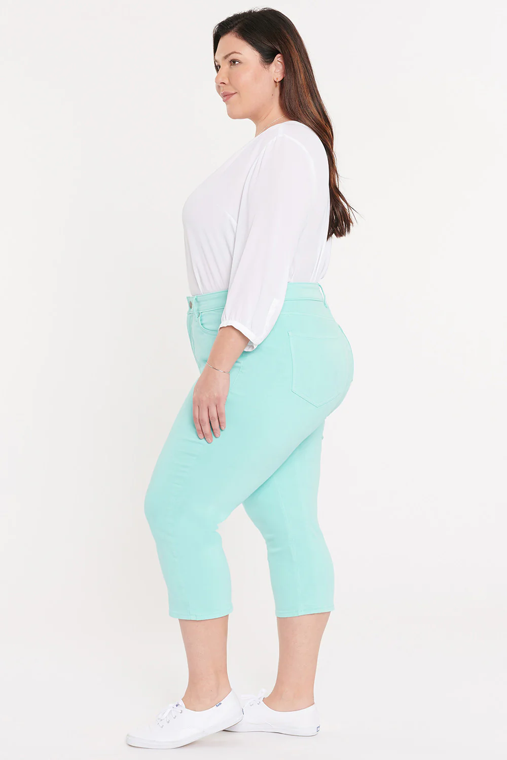 ThighShaper™ Straight Crop Jeans in Plus Size - Topaz Blue - Image 4
