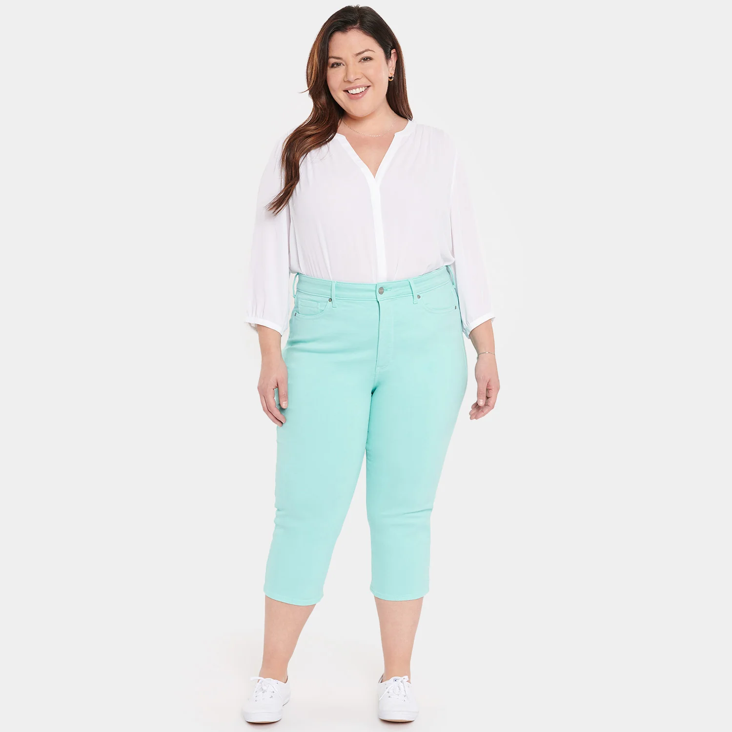 ThighShaper™ Straight Crop Jeans in Plus Size - Topaz Blue - Image 7