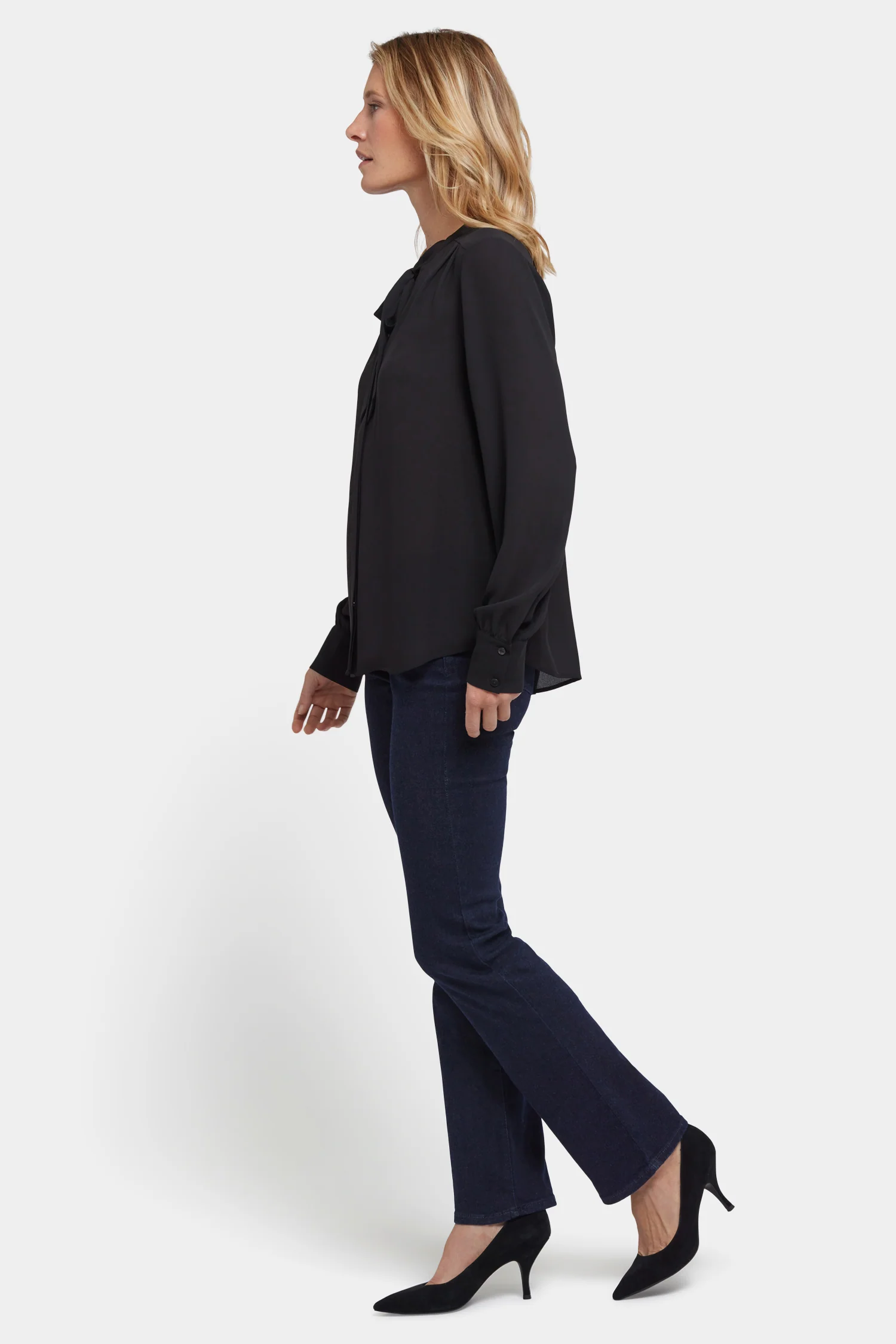 Tie-Neck Blouse - Black - Image 3