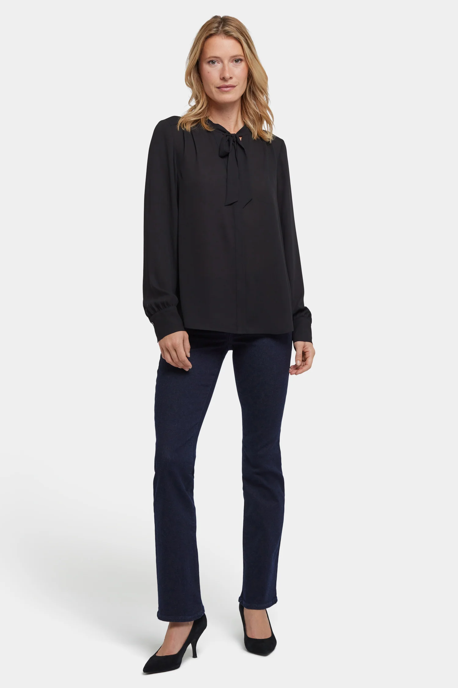 Tie-Neck Blouse - Black - Image 4