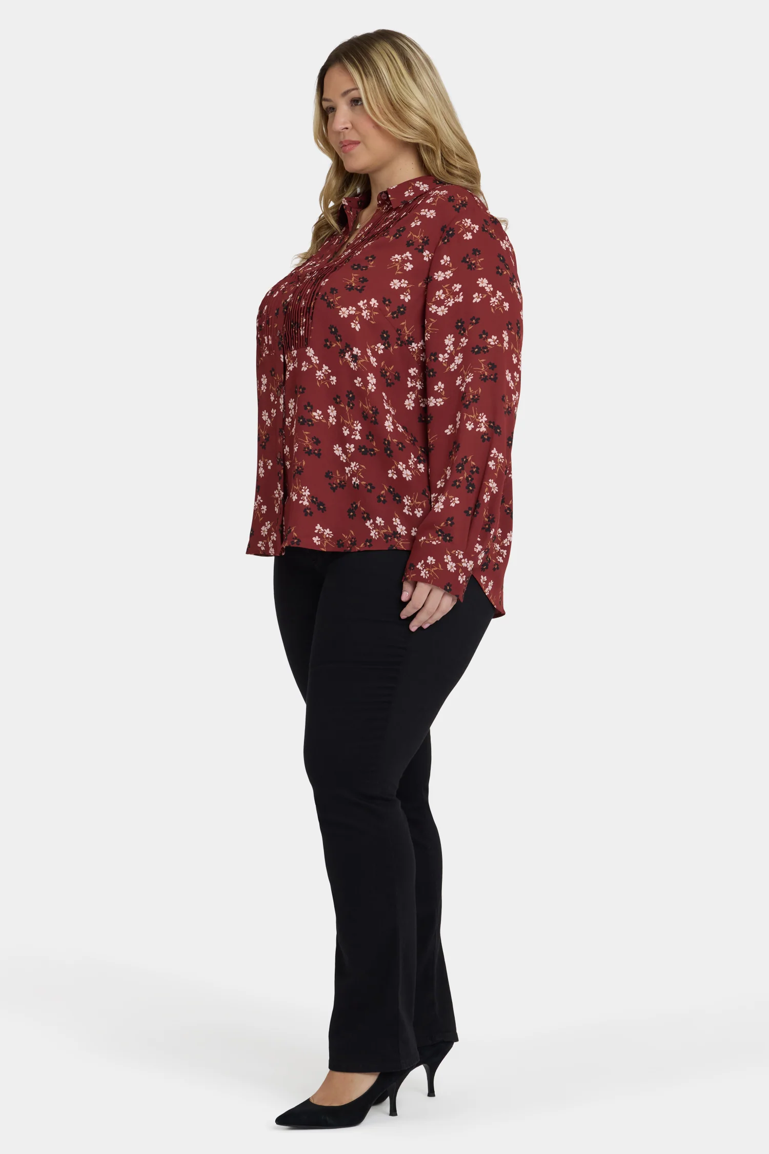 Tuxedo Blouse In Plus Size - Bienvenue - Image 4