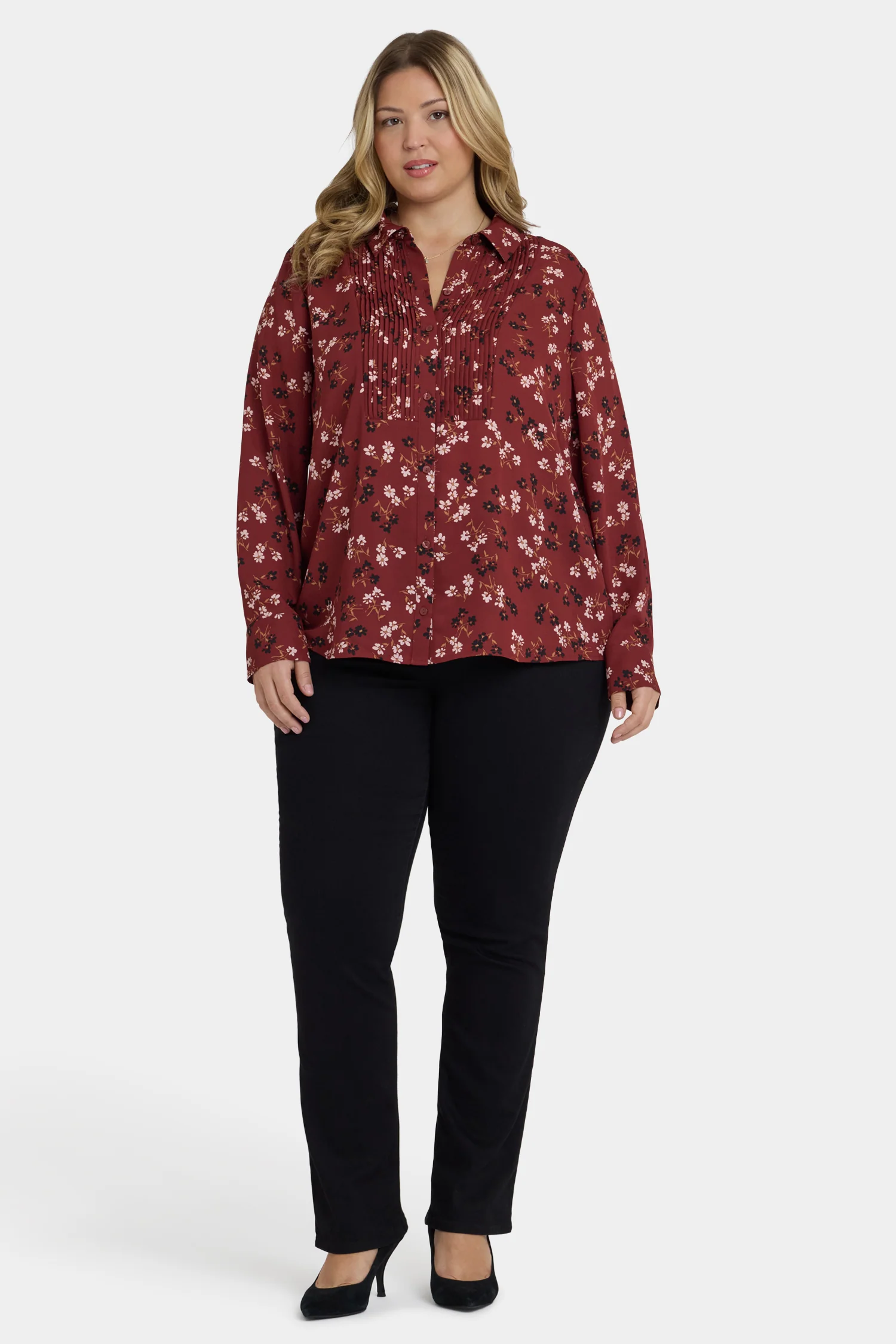 Tuxedo Blouse In Plus Size - Bienvenue - Image 5