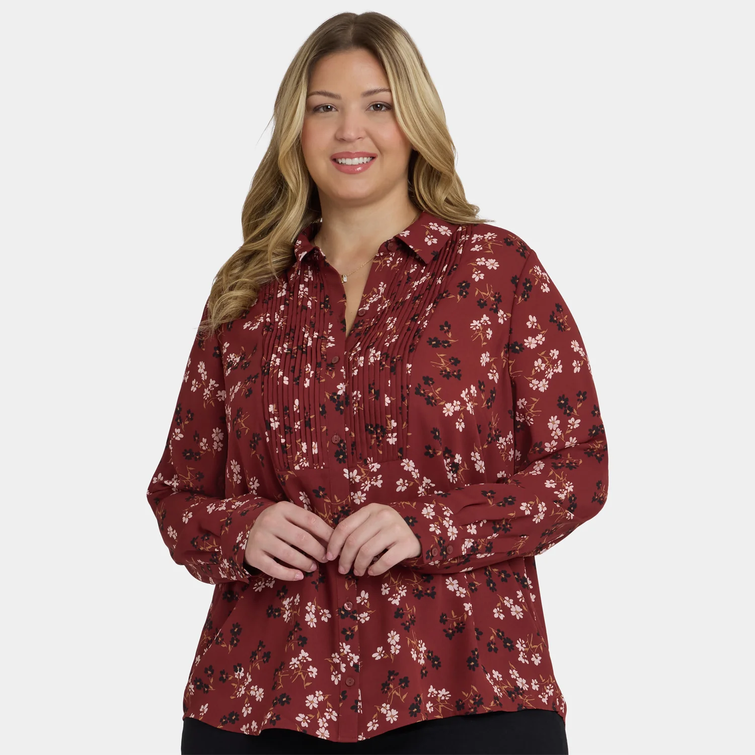 Tuxedo Blouse In Plus Size - Bienvenue - Image 6