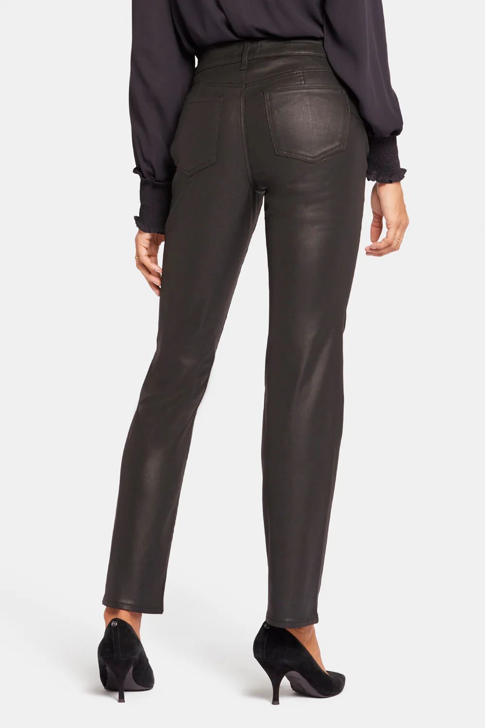 Uplift Coated Marilyn Straight Jeans - Black Coated - Image 2