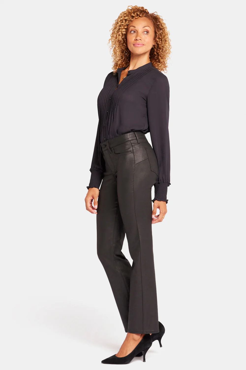 Uplift Coated Marilyn Straight Jeans - Black Coated - Image 5