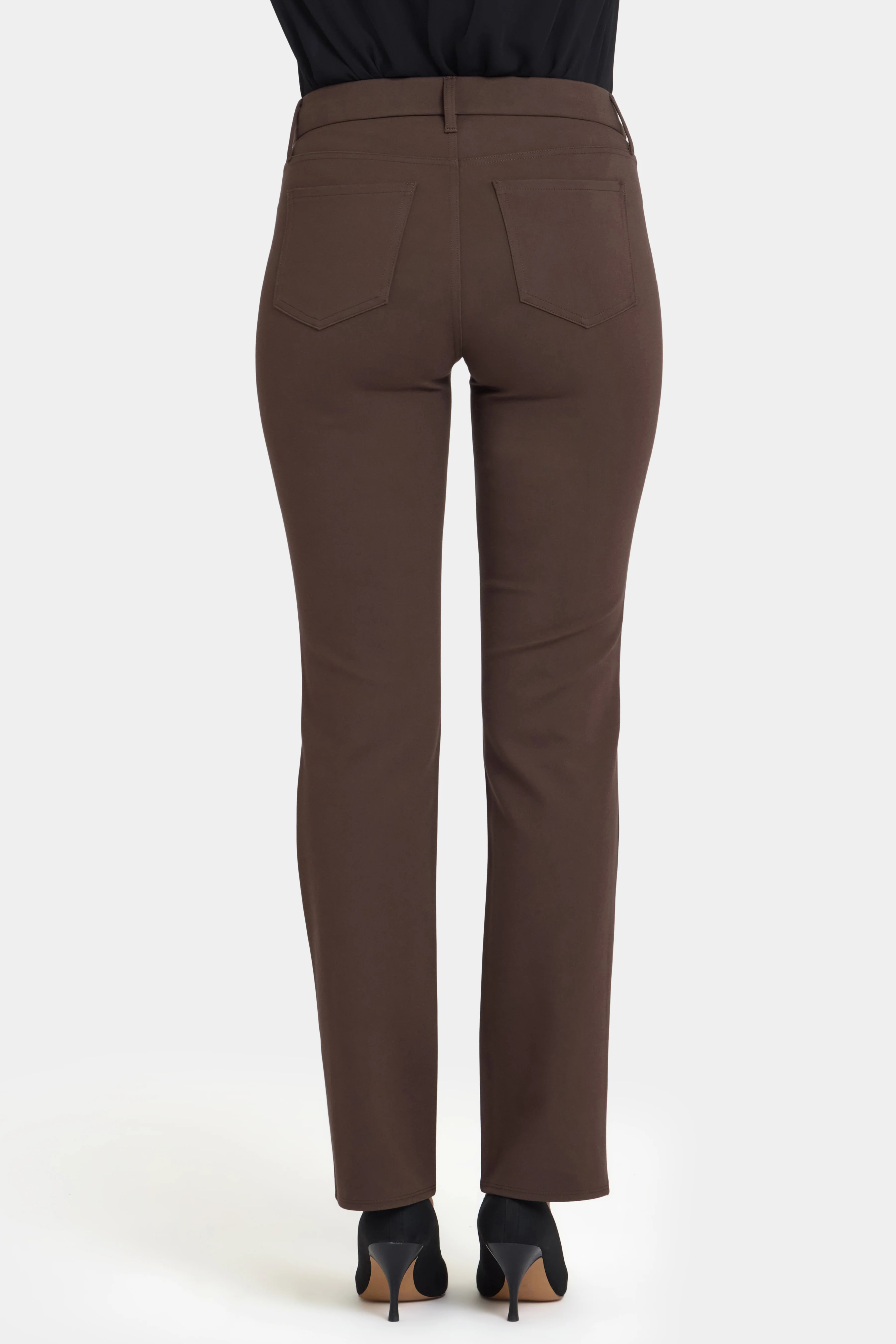 Vegan Leather And Ponte Marilyn Straight Pants - Coffee Bean - Image 2