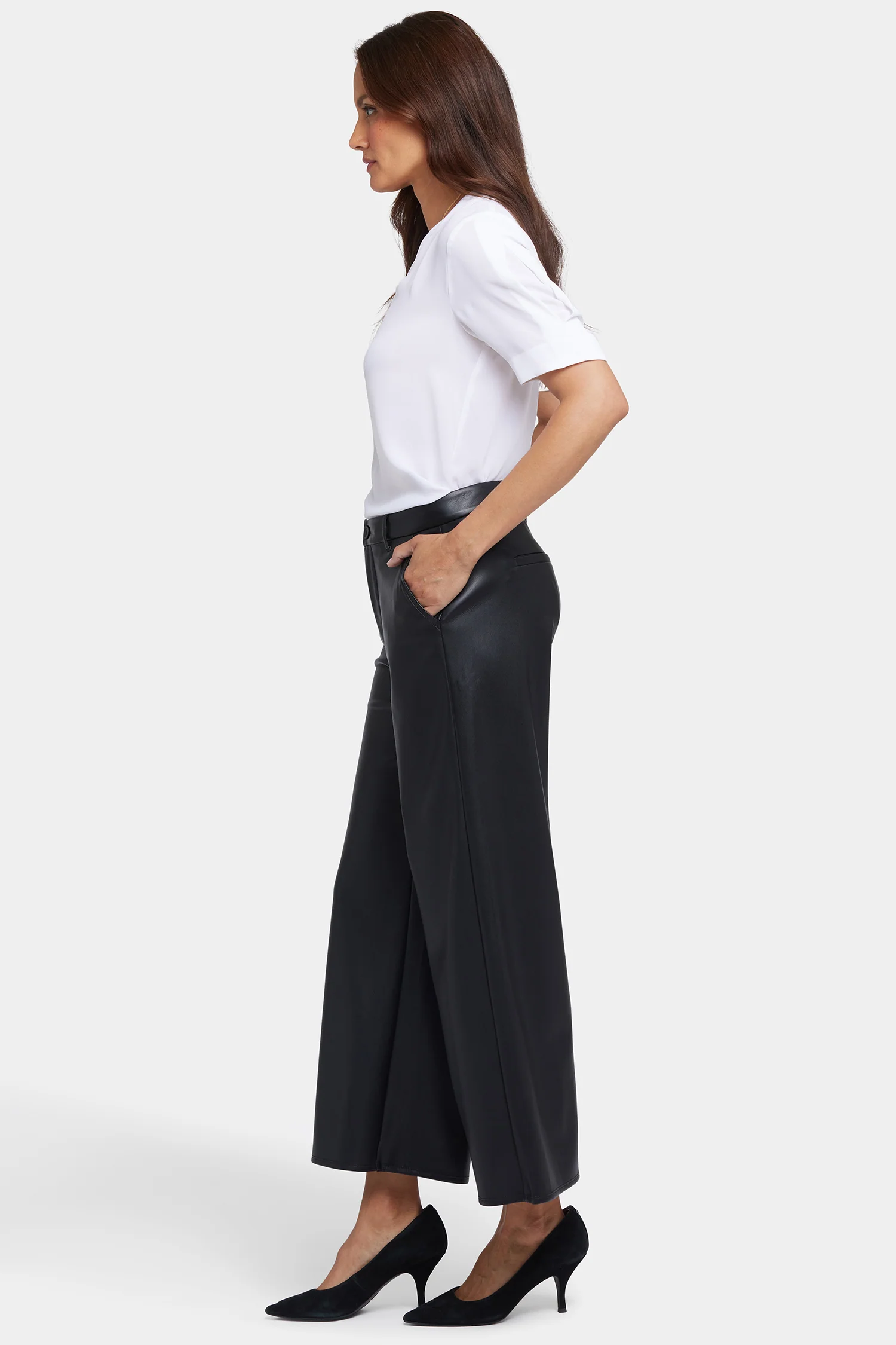 Vegan Stretch Leather Morgan Trouser Pants - Black - Image 6