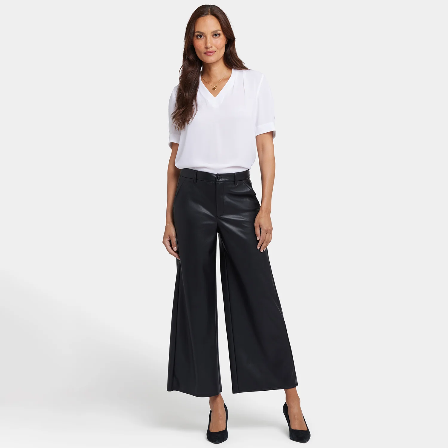 Vegan Stretch Leather Morgan Trouser Pants - Black - Image 7