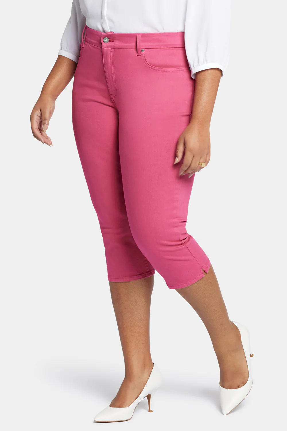Waist-Match™ Slim Straight Crop Jeans In Plus Size - Raspberry Pink - Image 3