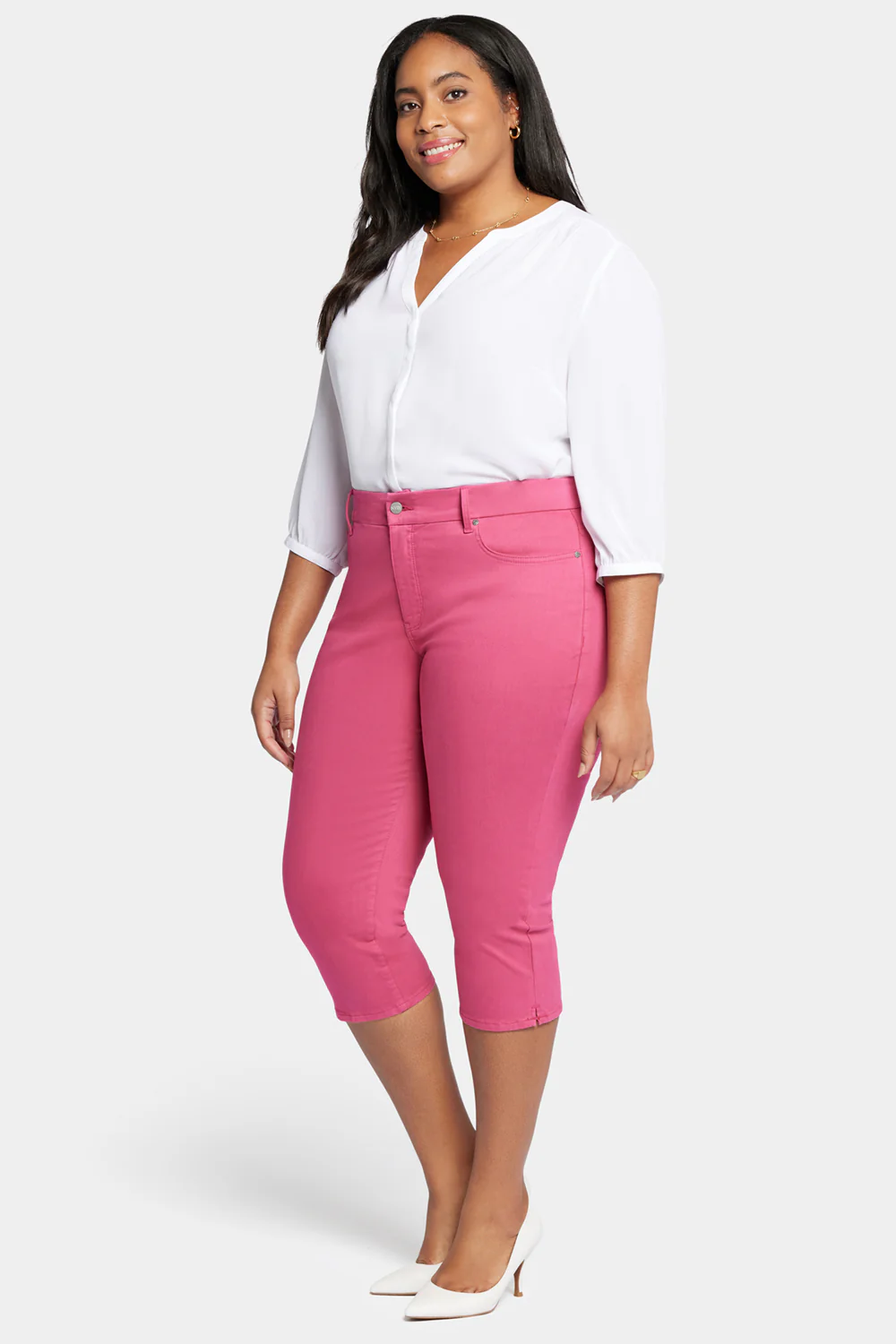 Waist-Match™ Slim Straight Crop Jeans In Plus Size - Raspberry Pink - Image 5