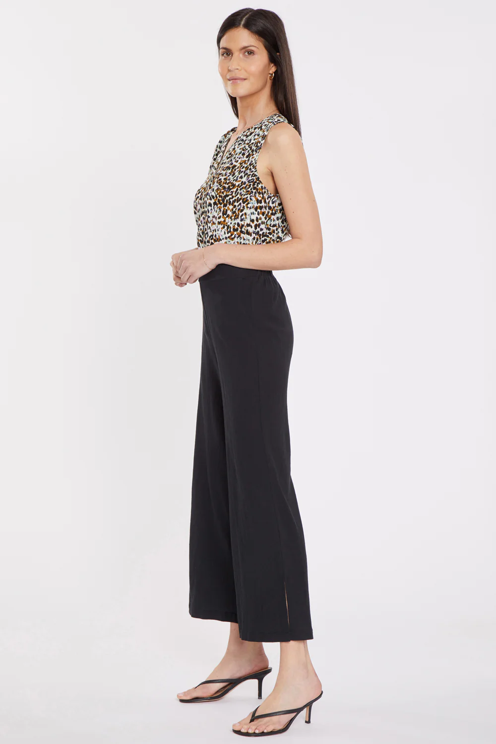 Wide Leg Ankle Pull-On Pants - Black - Image 5
