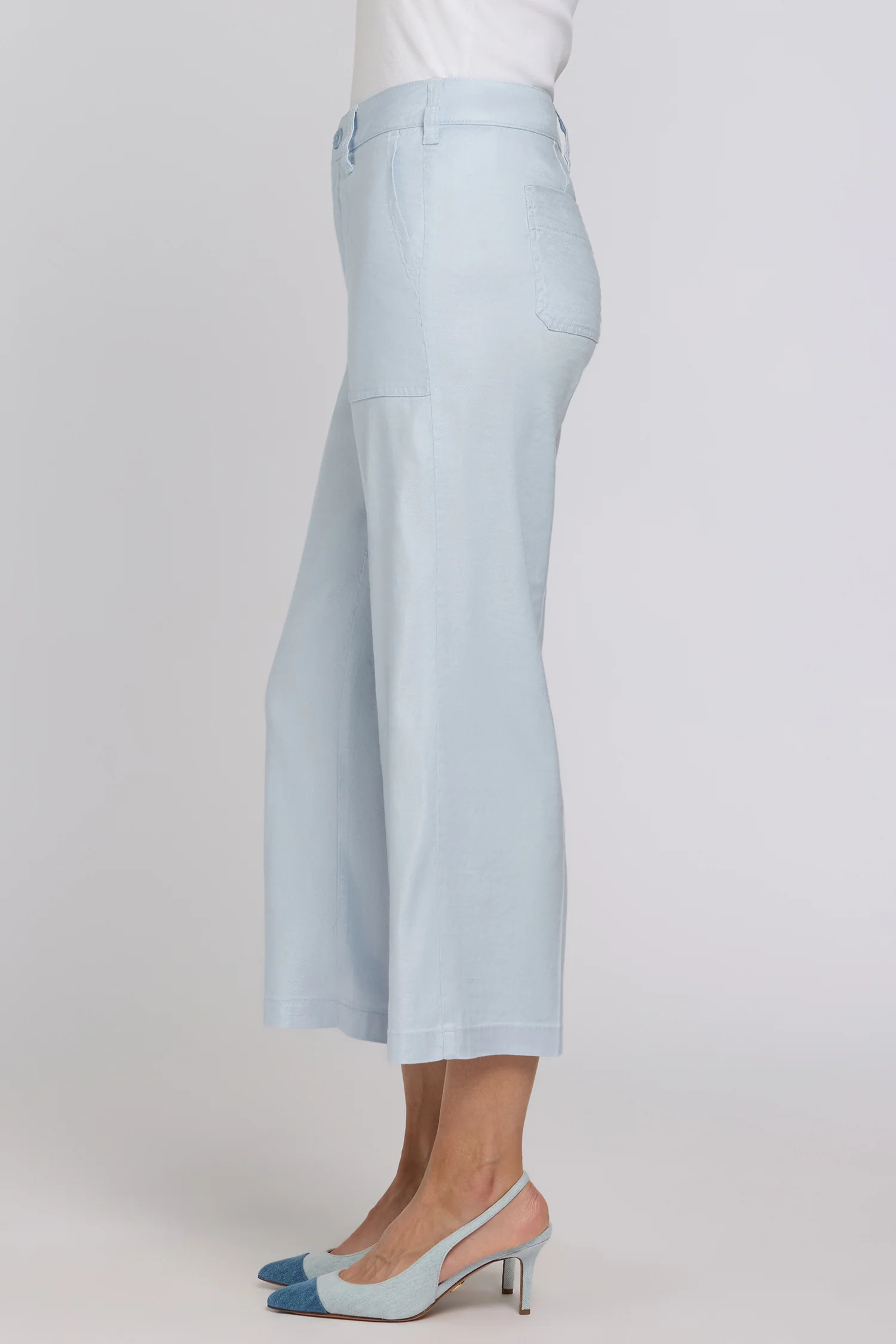 Wide Leg Cargo Capri Pants - Blue Clover - Image 3