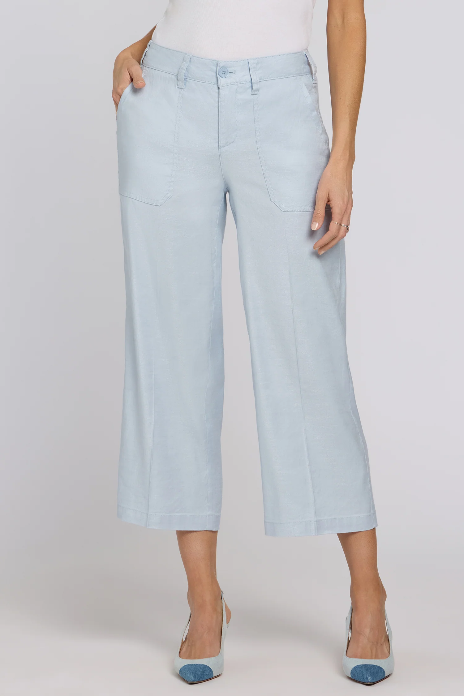 Wide Leg Cargo Capri Pants - Blue Clover - Image 4