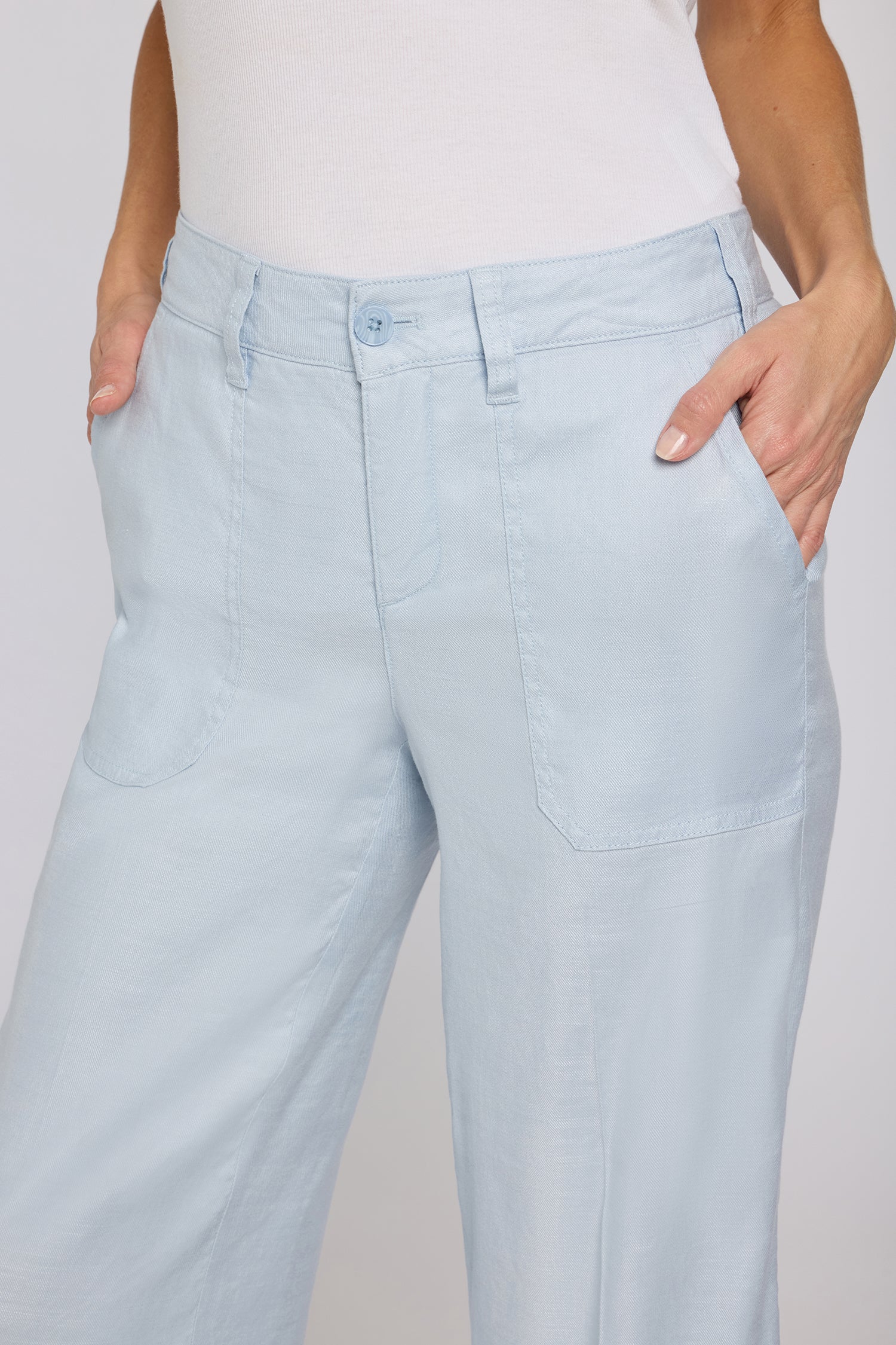 Wide Leg Cargo Capri Pants - Blue Clover - Image 5