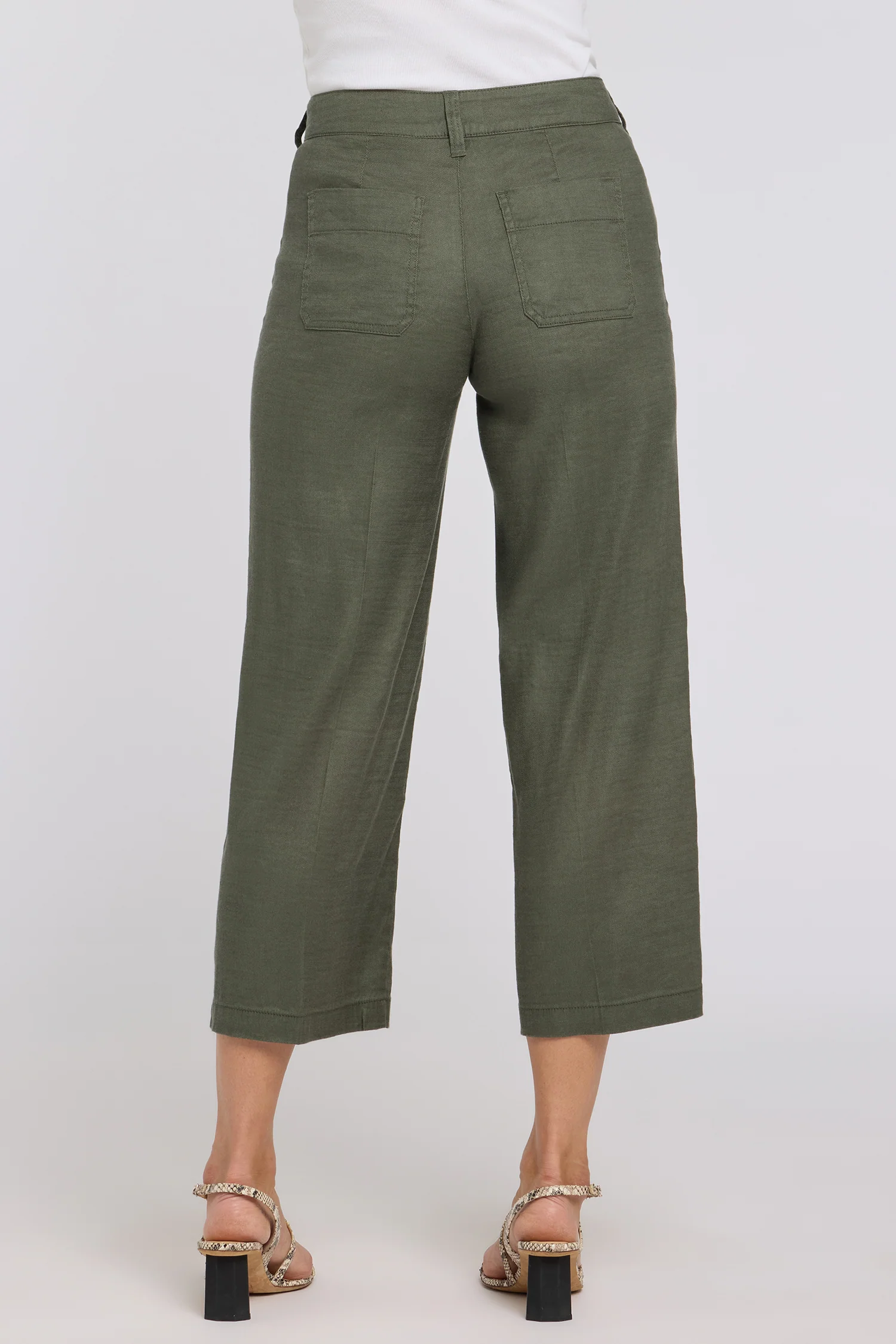 Wide Leg Cargo Capri Pants - Desert Green - Image 3