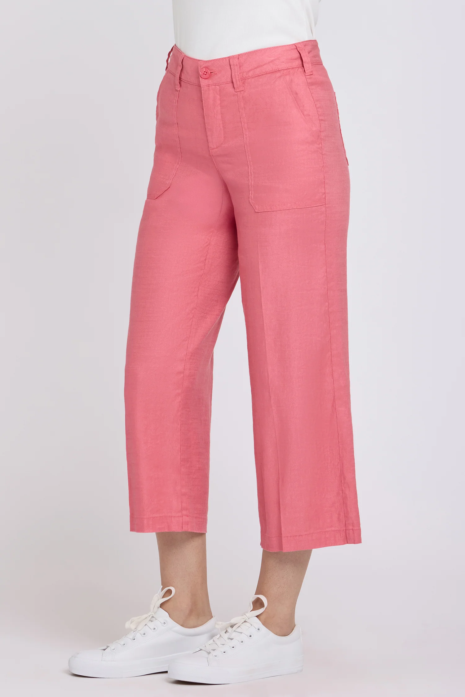 Wide Leg Cargo Capri Pants - Desert Rose - Image 3