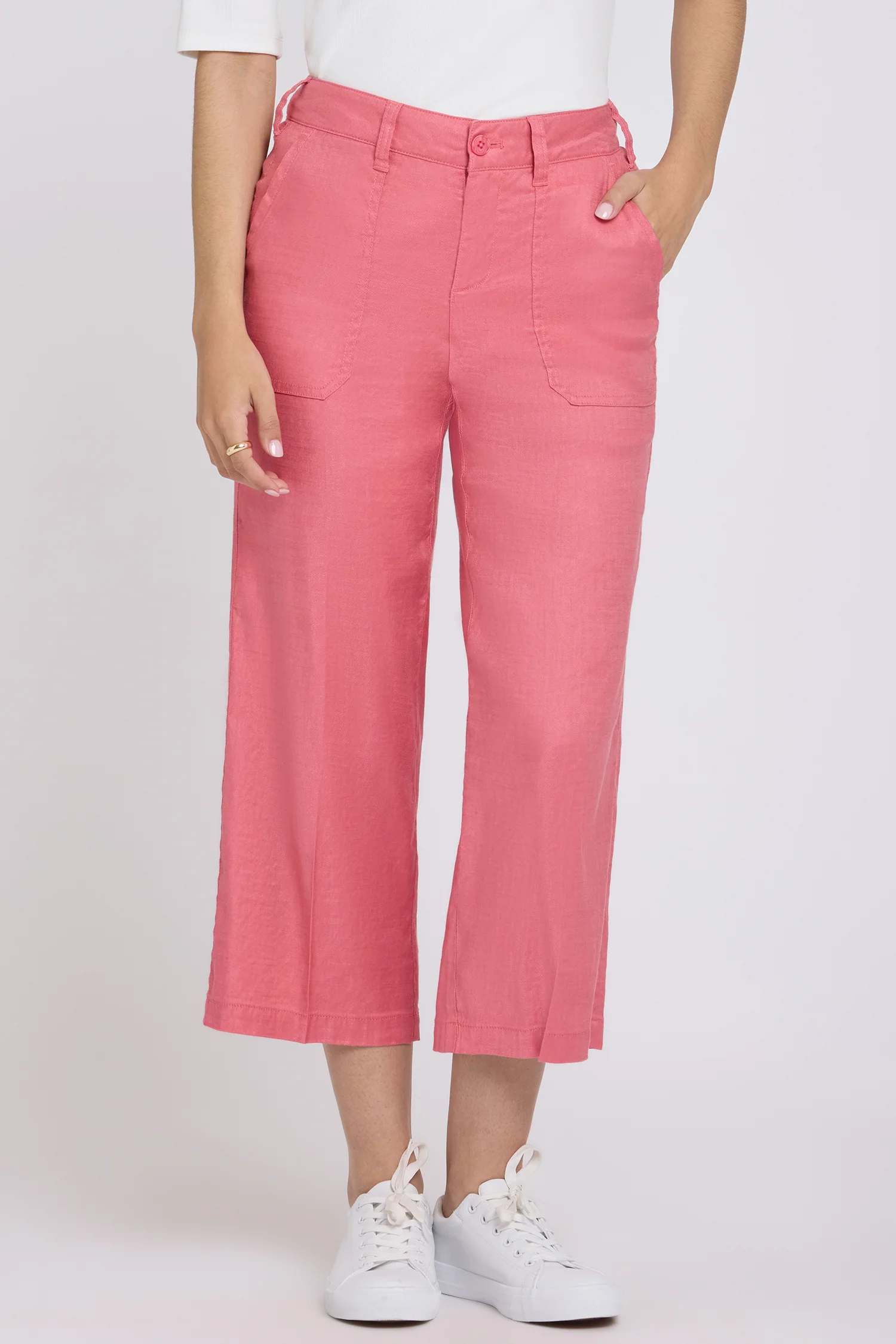 Wide Leg Cargo Capri Pants - Desert Rose - Image 4