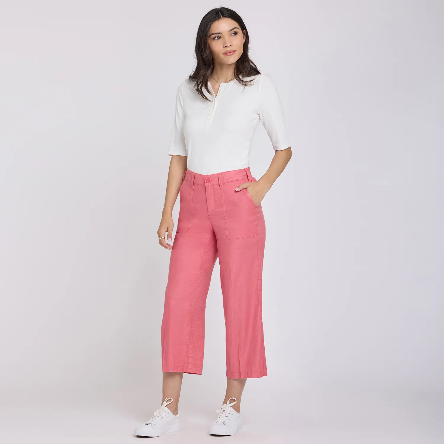 Wide Leg Cargo Capri Pants - Desert Rose - Image 6