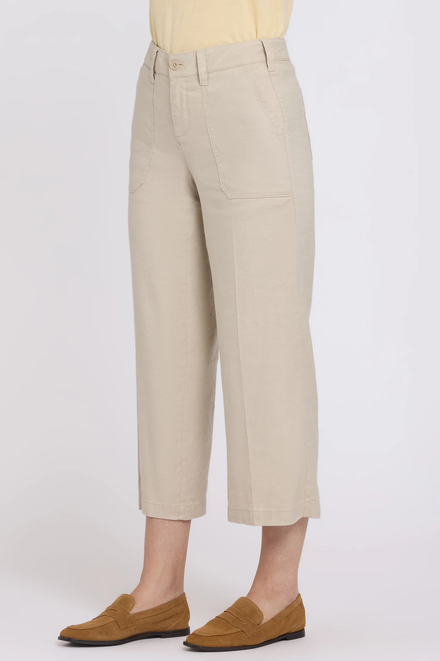 Wide Leg Cargo Capri Pants - Feather - Image 3