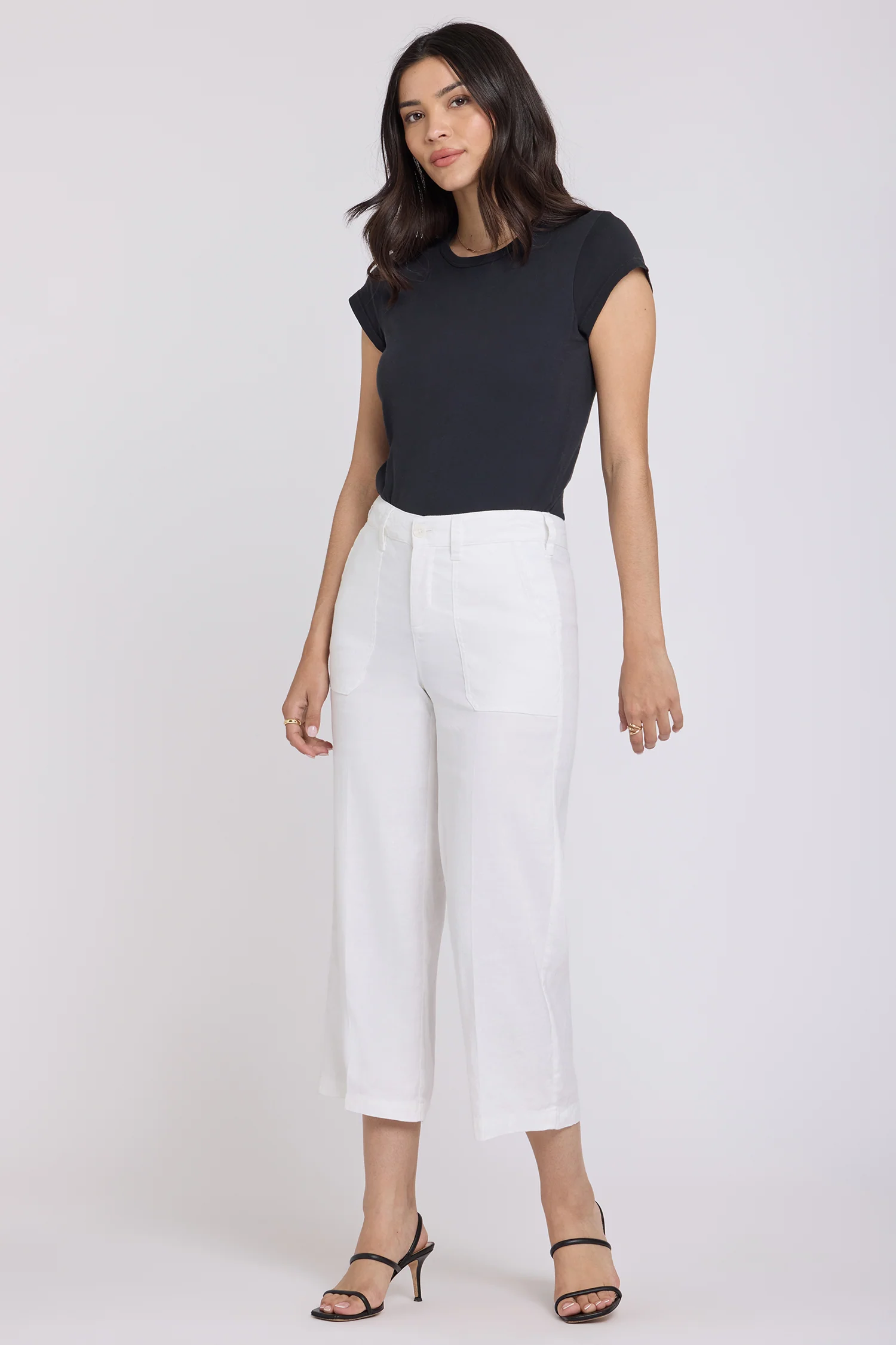 Wide Leg Cargo Capri Pants - Optic White