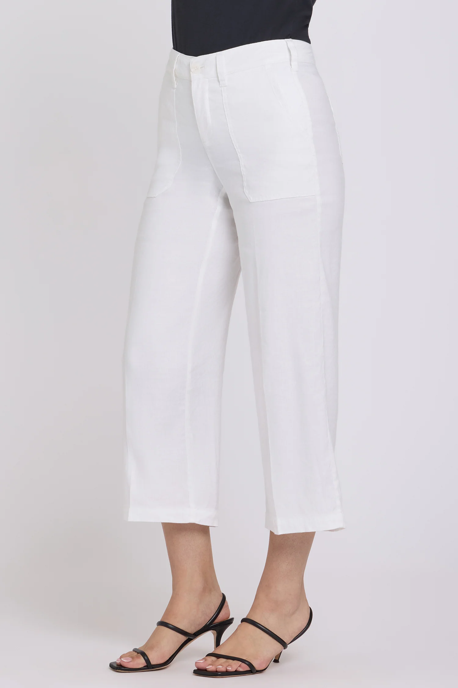 Wide Leg Cargo Capri Pants - Optic White - Image 3