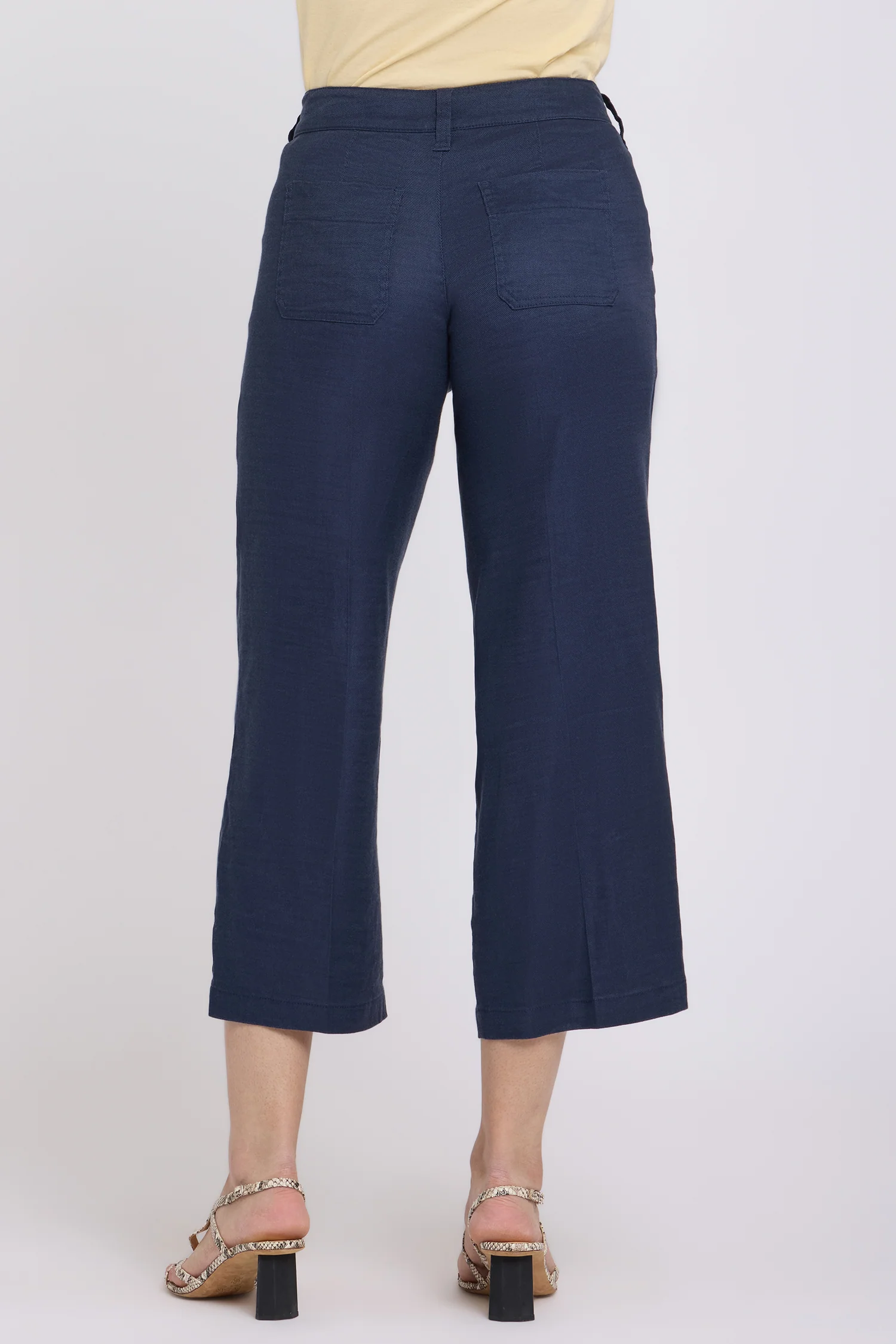 Wide Leg Cargo Capri Pants - Oxford Navy - Image 2