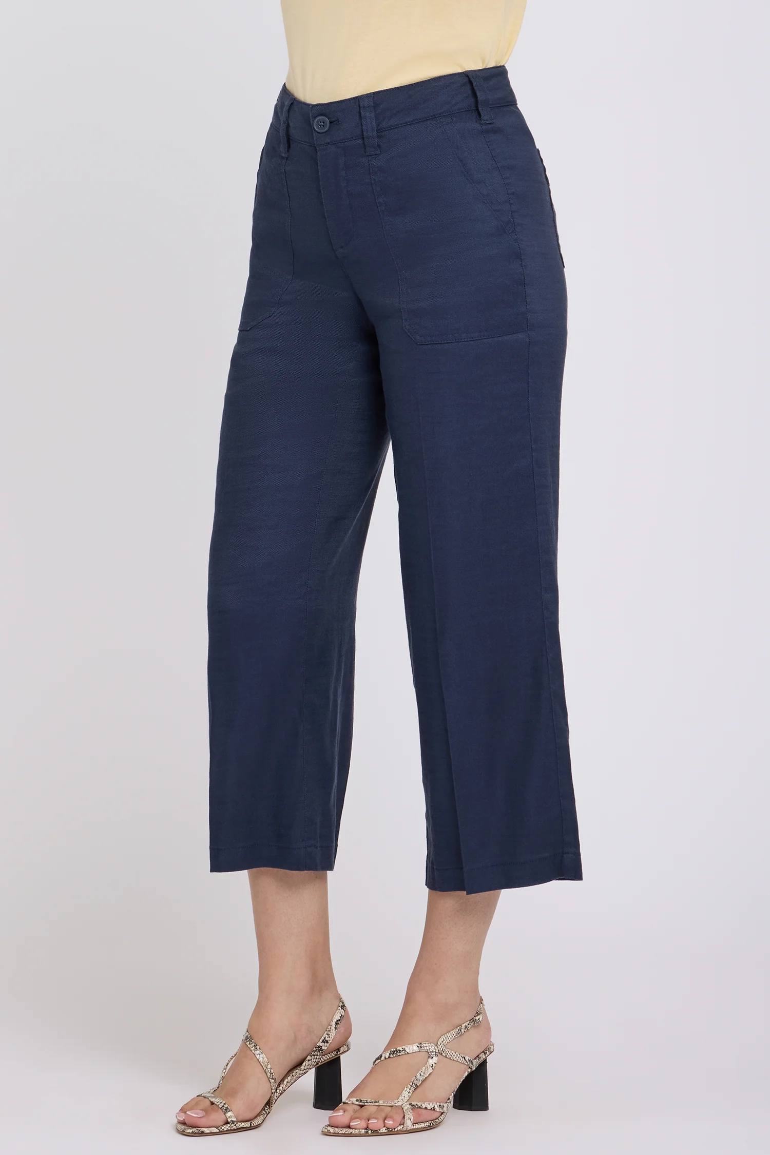 Wide Leg Cargo Capri Pants - Oxford Navy - Image 3