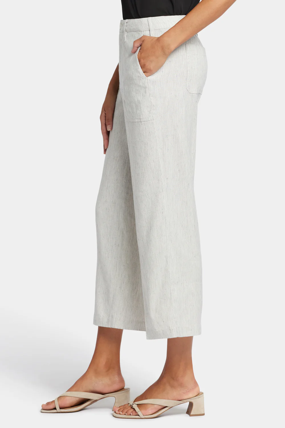 Wide Leg Cargo Capri Pants - Slubby Stripe - Image 3