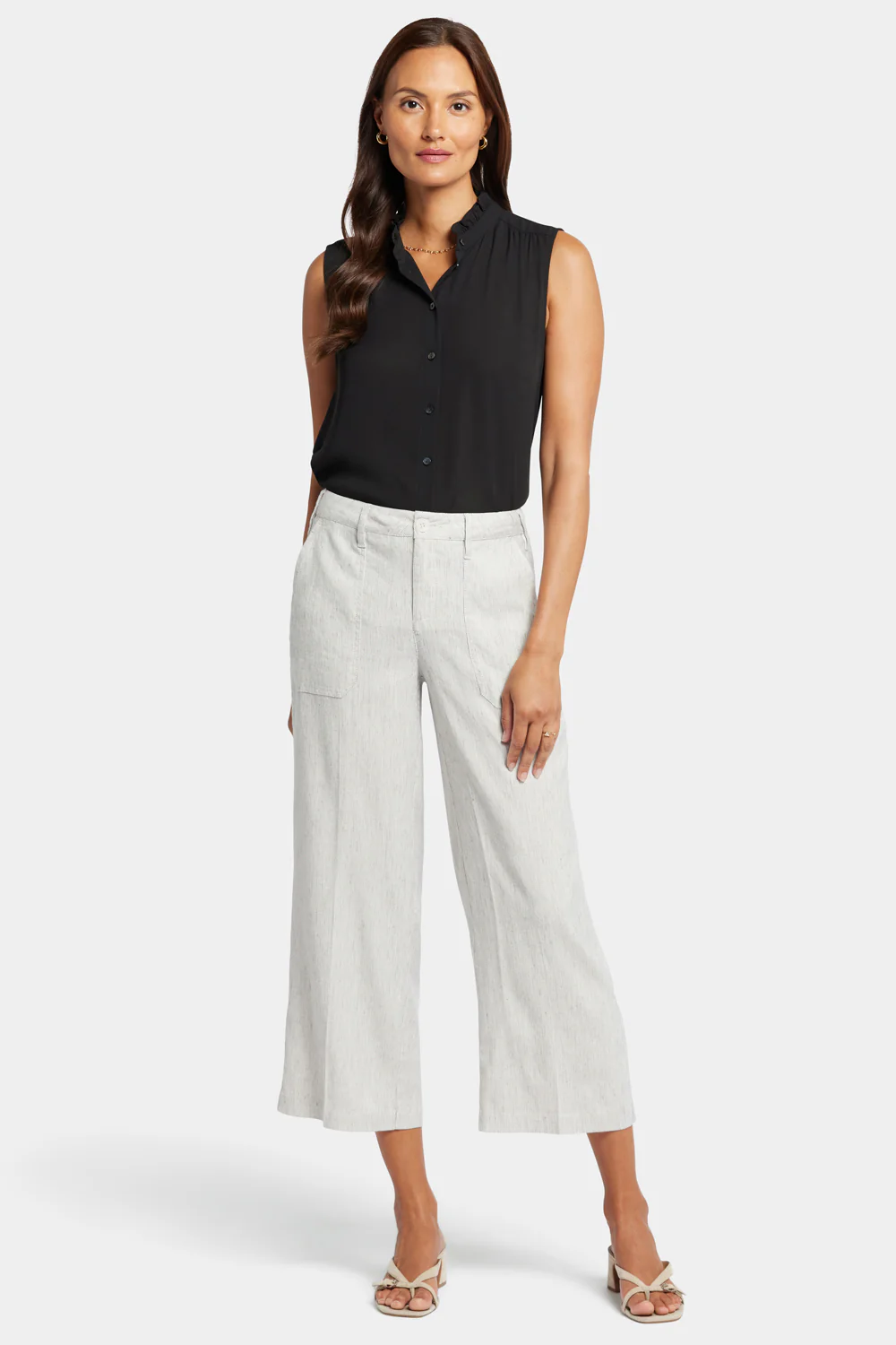 Wide Leg Cargo Capri Pants - Slubby Stripe - Image 4